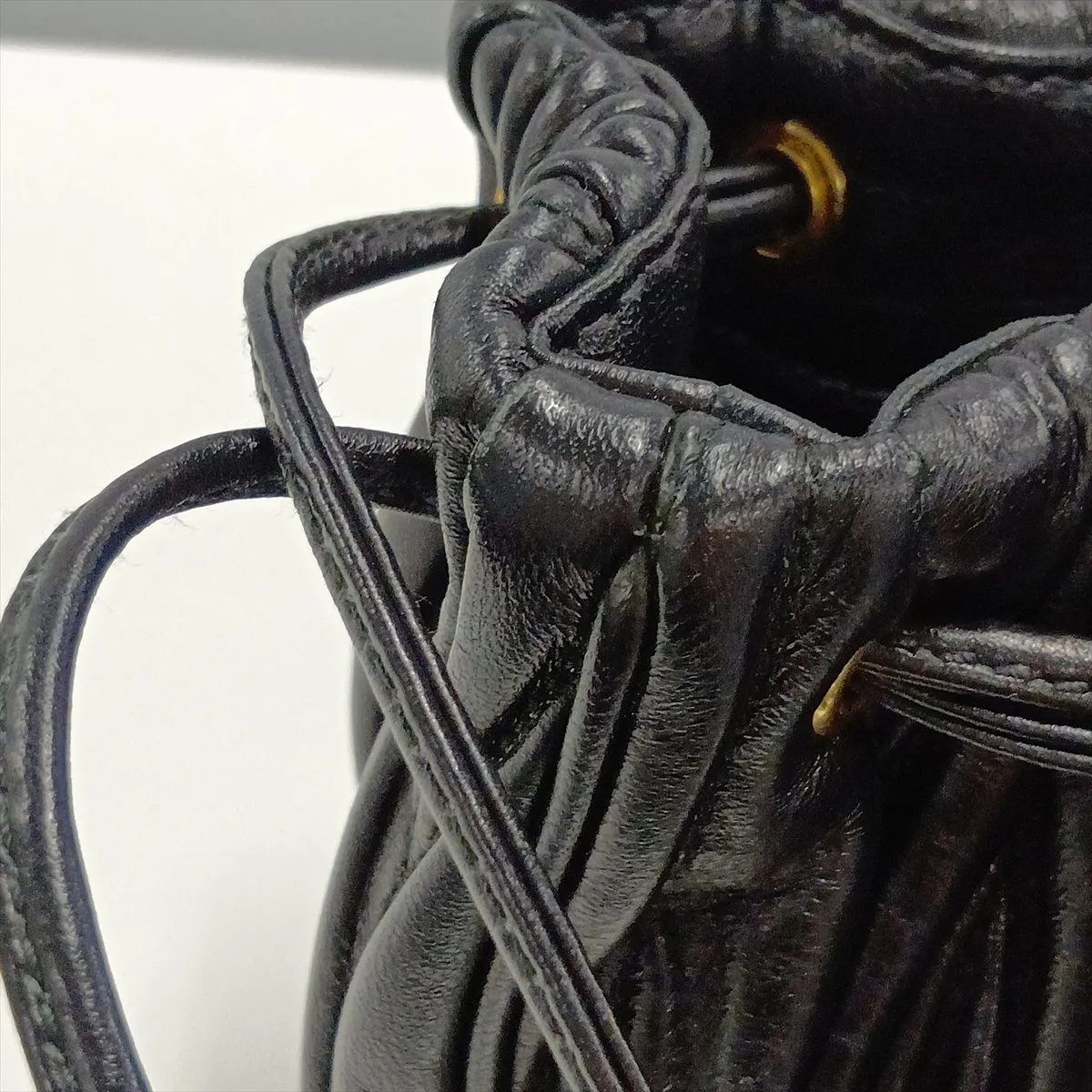 Matelassé Leather Handbag, Black — view 13