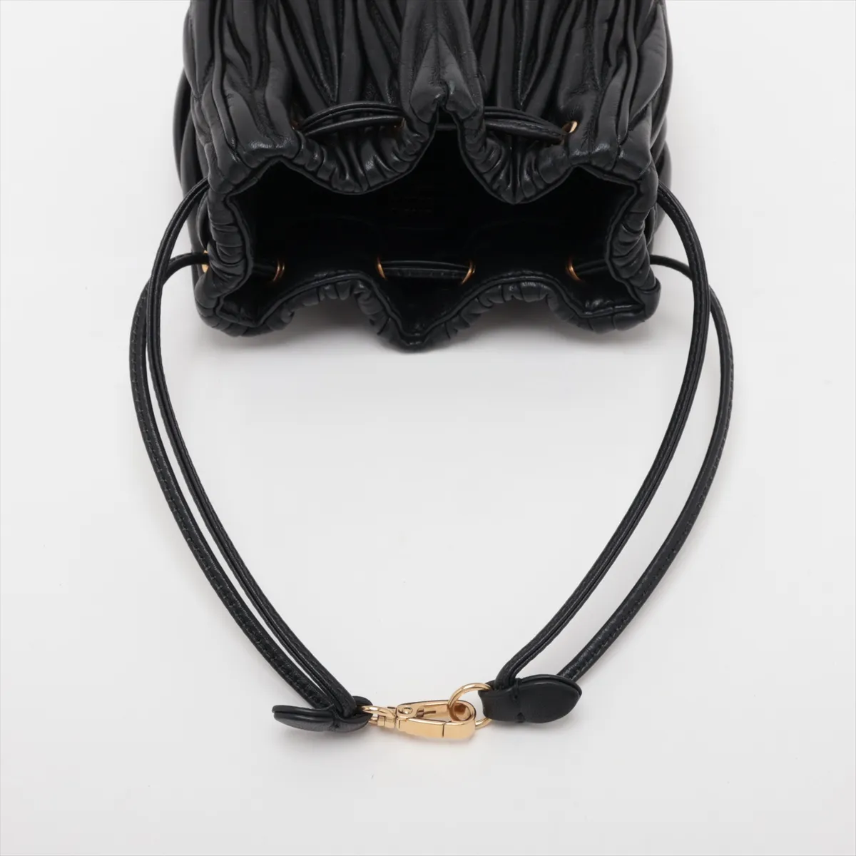 Matelassé Leather Handbag, Black — view 5