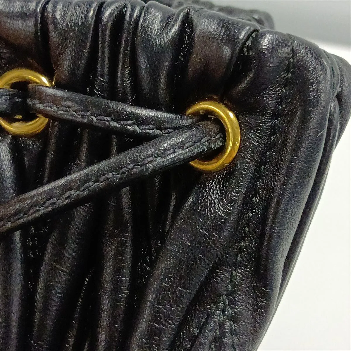 Matelassé Leather Handbag, Black — view 10