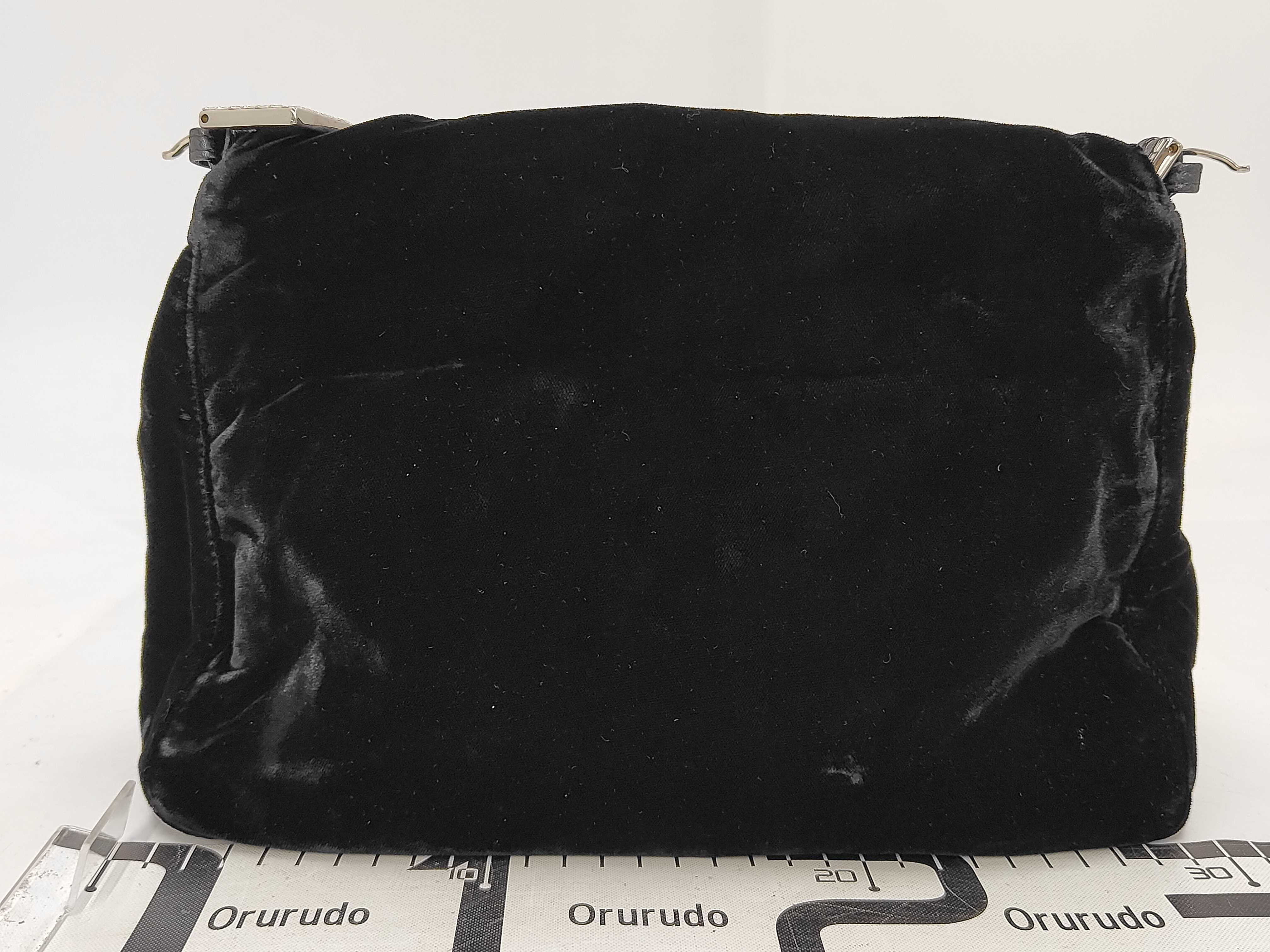 Baguette Velour One-Shoulder Bag with FF Hardware, Black Shoulder Bag — view 2