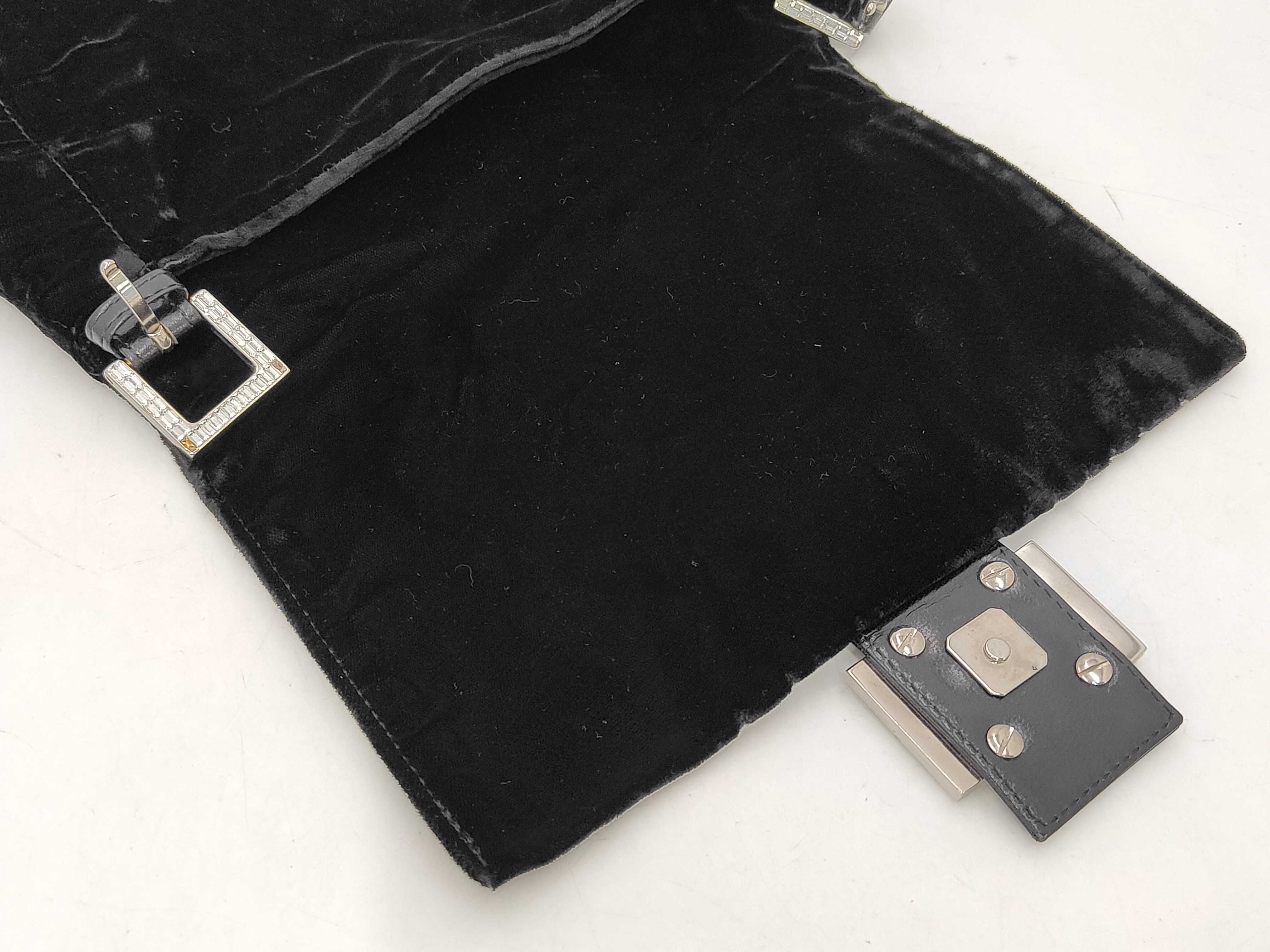 Baguette Velour One-Shoulder Bag with FF Hardware, Black Shoulder Bag — view 10