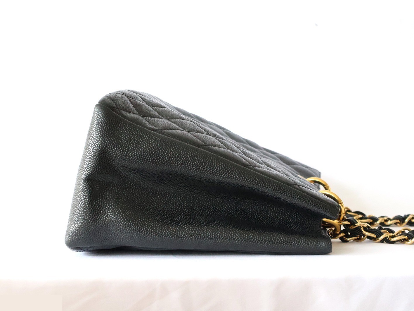 Caviar Skin GST Chain Tote Bag, Black — view 6