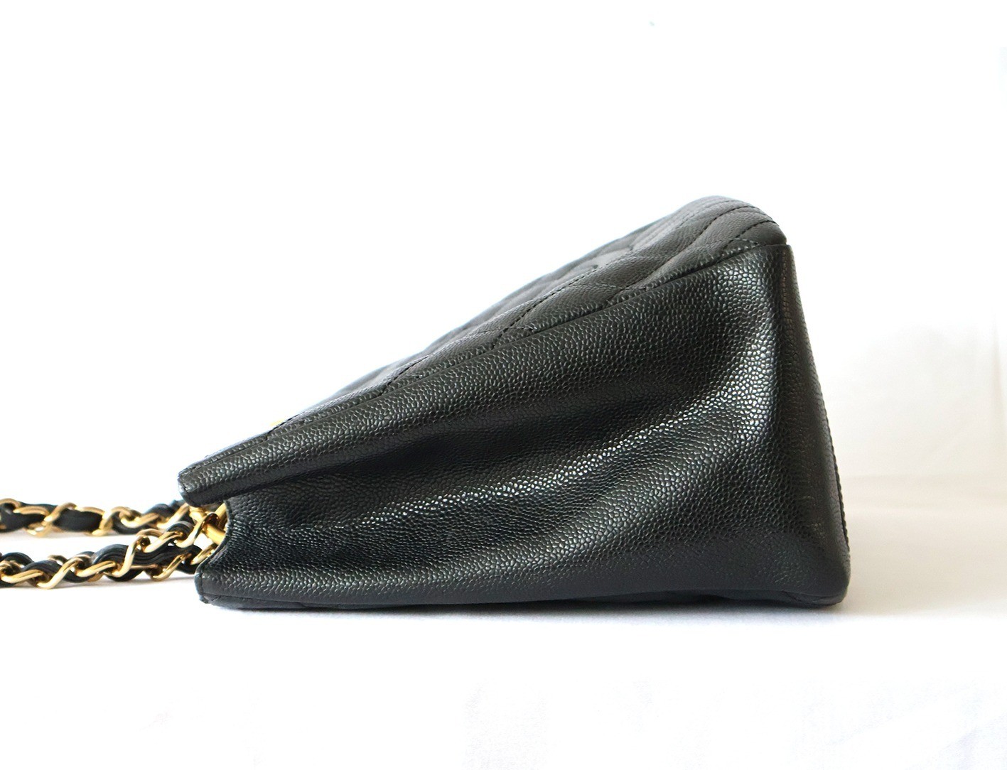 Caviar Skin GST Chain Tote Bag, Black — view 7
