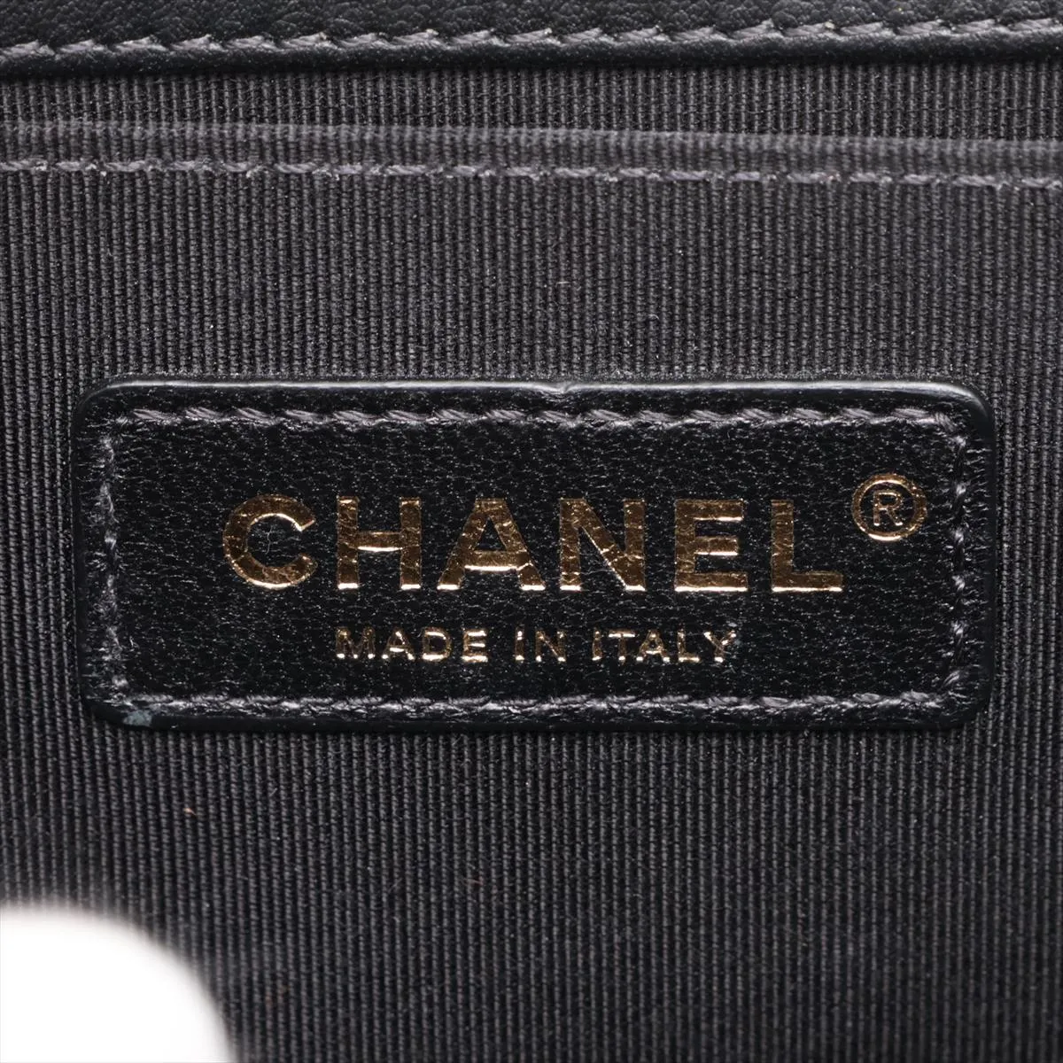 Boy Chanel 20 Small Lambskin Chain Shoulder Bag, Black with Gold Hardware, 28655235 (Serial Number 28, A67085) — view 8
