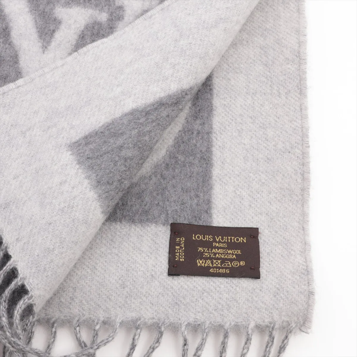 401486 Echarpe Cardiff Scarf, Wool x Angora, Gray. — view 2