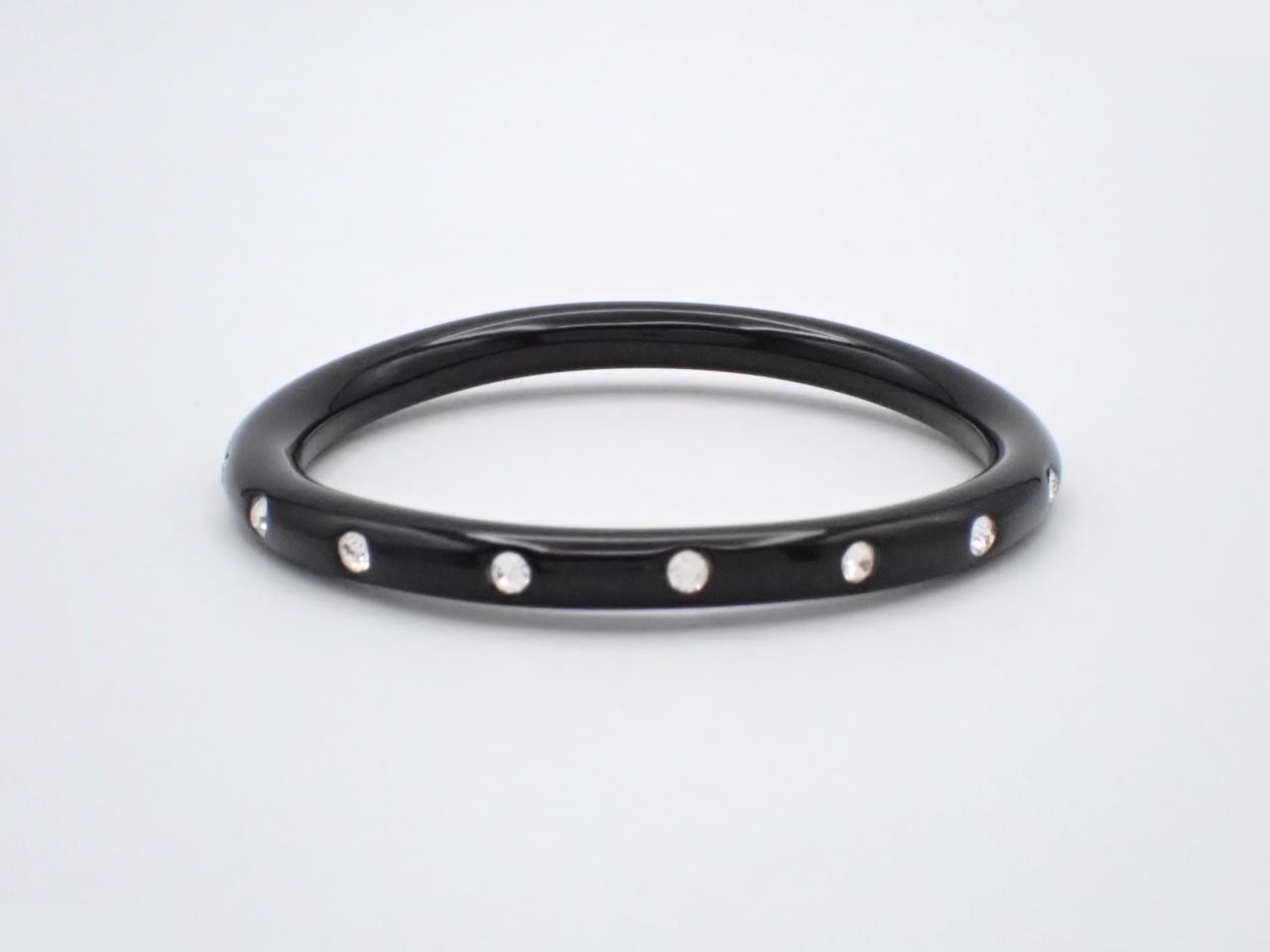 logo rhinestone black bangle, size 00A, with box. — view 2