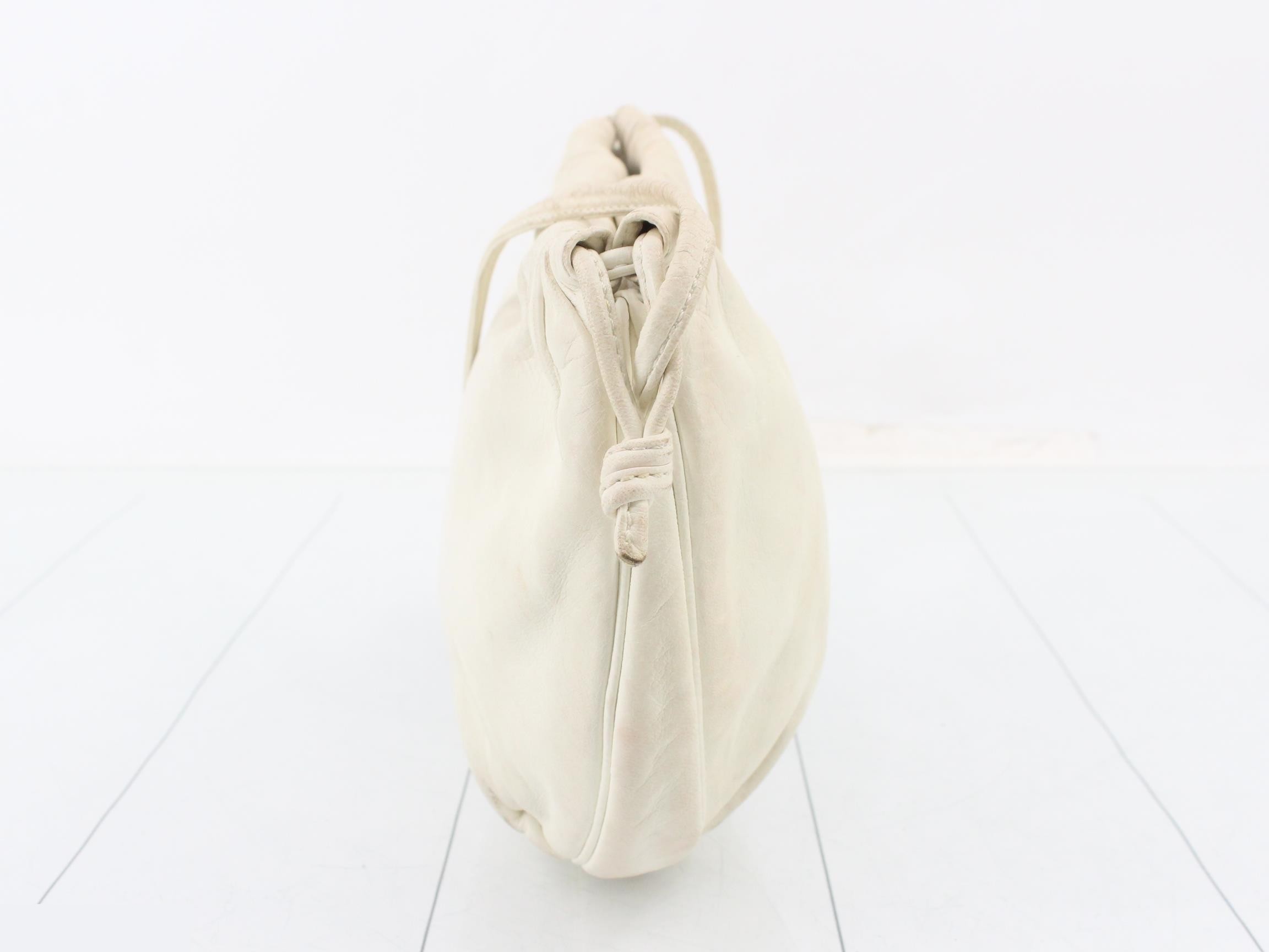 Nappa leather drawstring shoulder bag, white — view 4