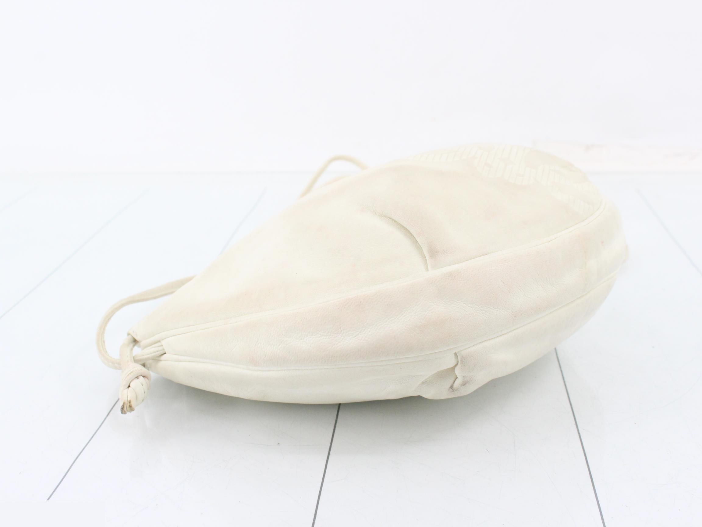 Nappa leather drawstring shoulder bag, white — view 5