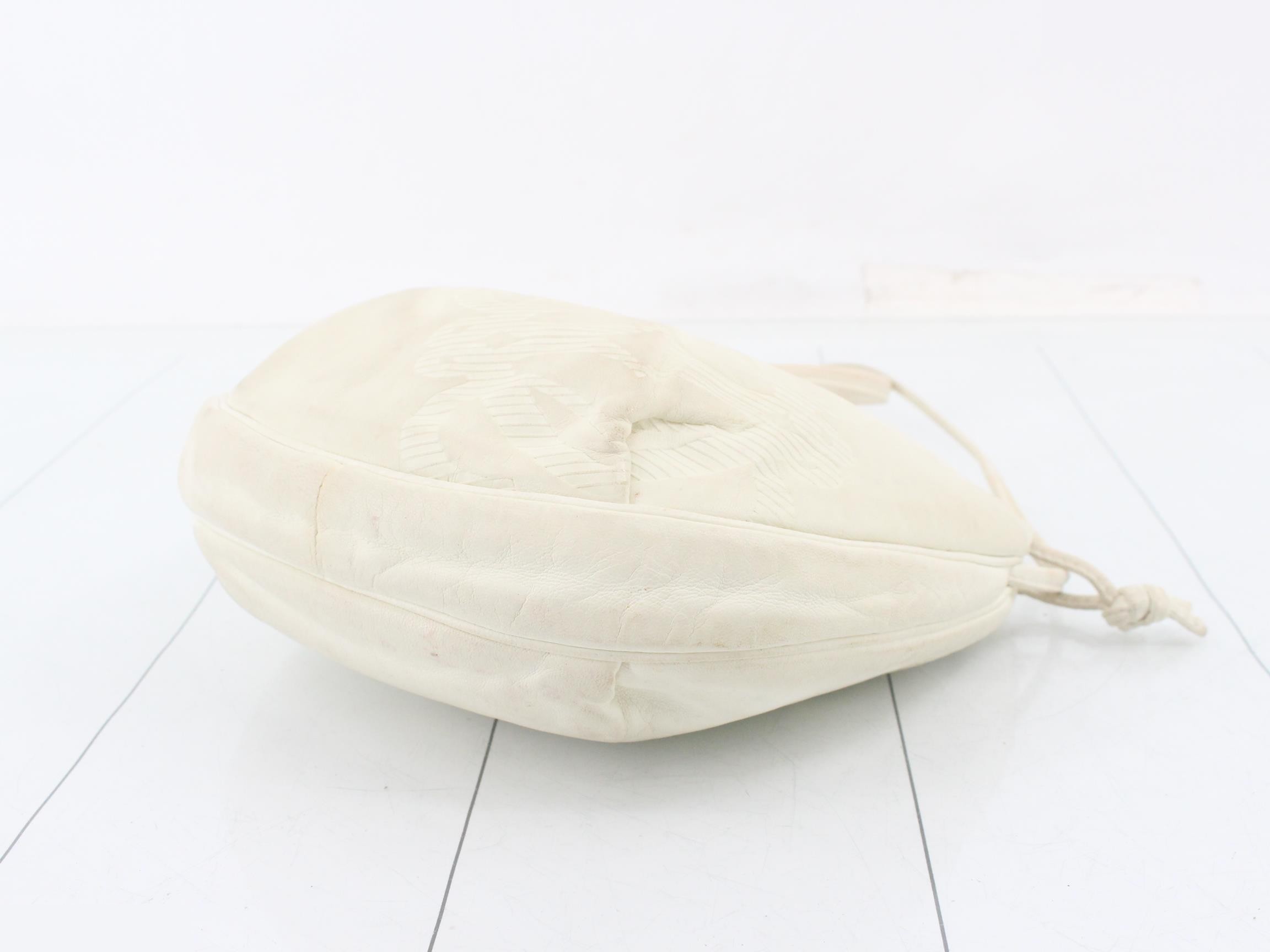 Nappa leather drawstring shoulder bag, white — view 6