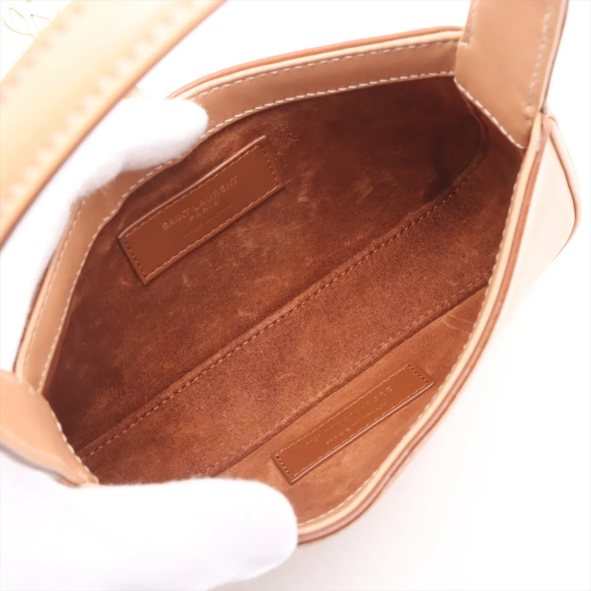 Mini Hobo Leather Handbag, Brown, 710318 — view 7