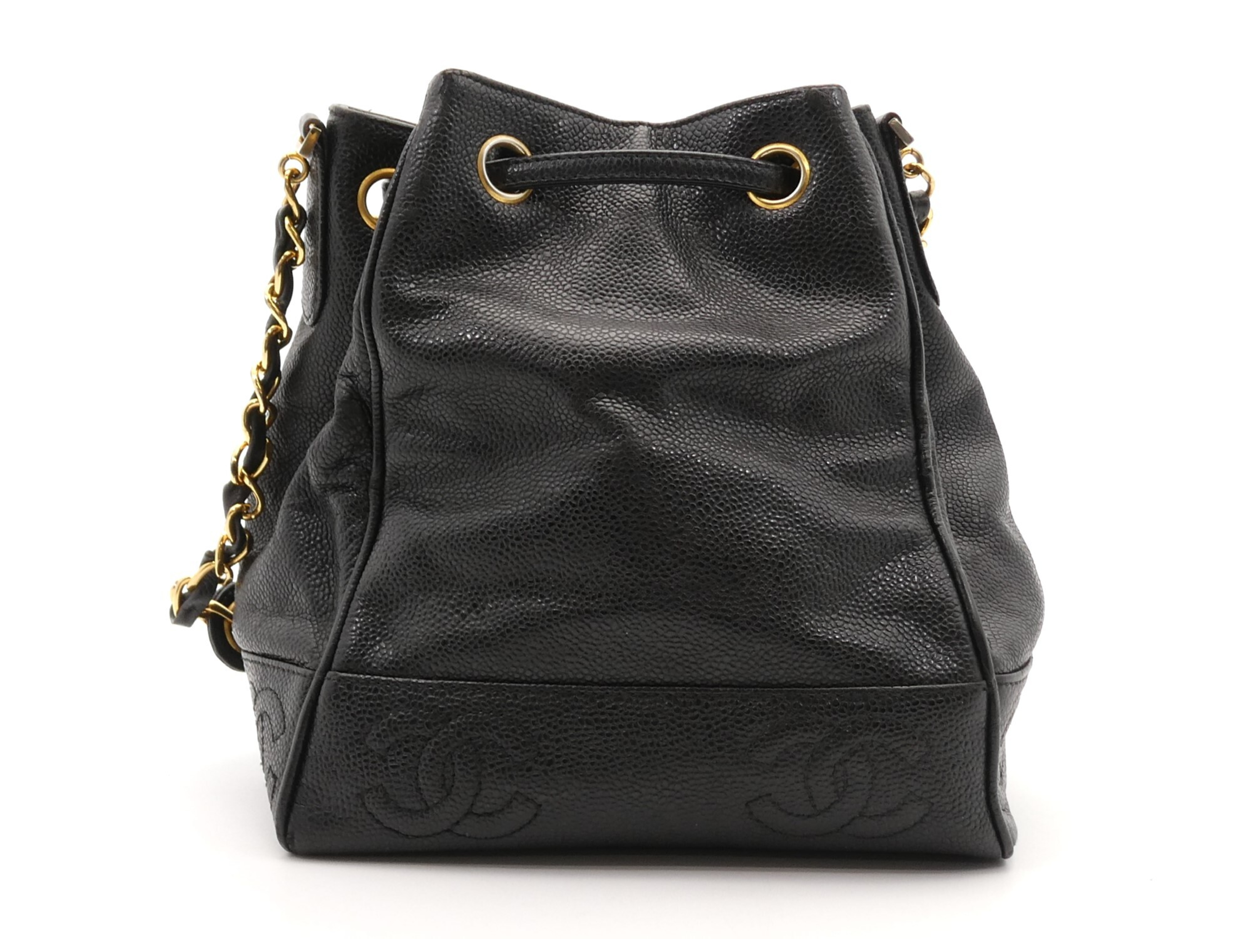 Triple Coco Caviar Skin Drawstring Chain Shoulder Bag — view 2