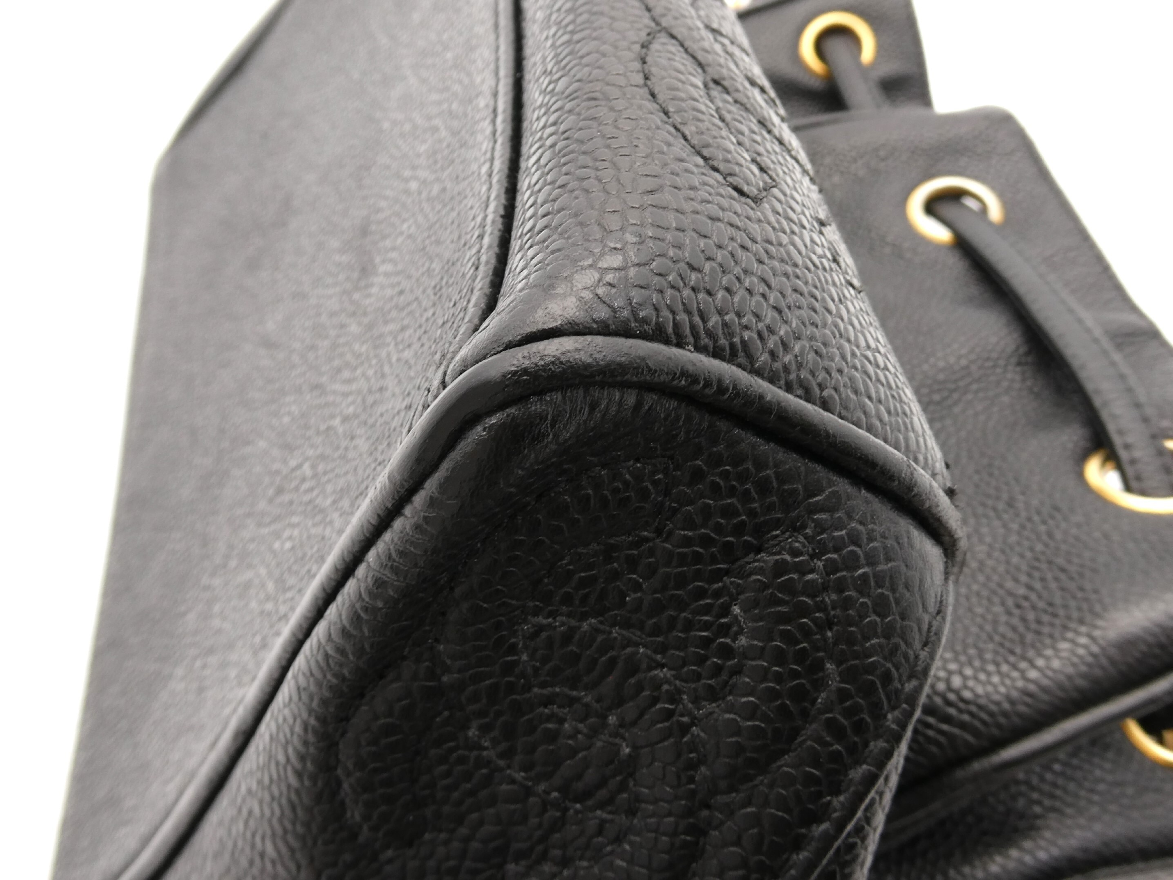 Triple Coco Caviar Skin Drawstring Chain Shoulder Bag — view 11