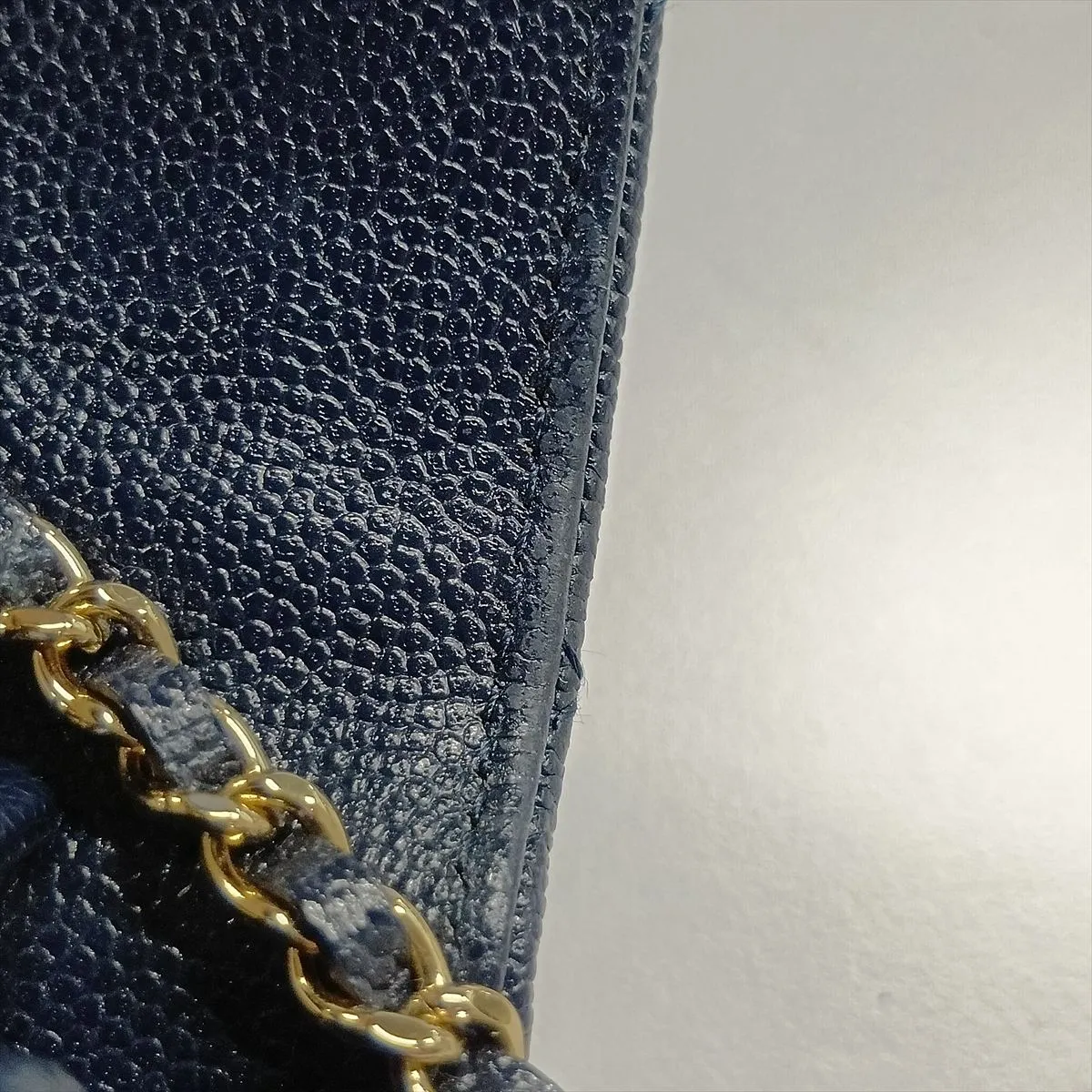 Coco Lock Caviar Skin Chain Wallet, Navy, Gold Hardware, 30990327, Serial Number in the 30s, A80766 — view 12