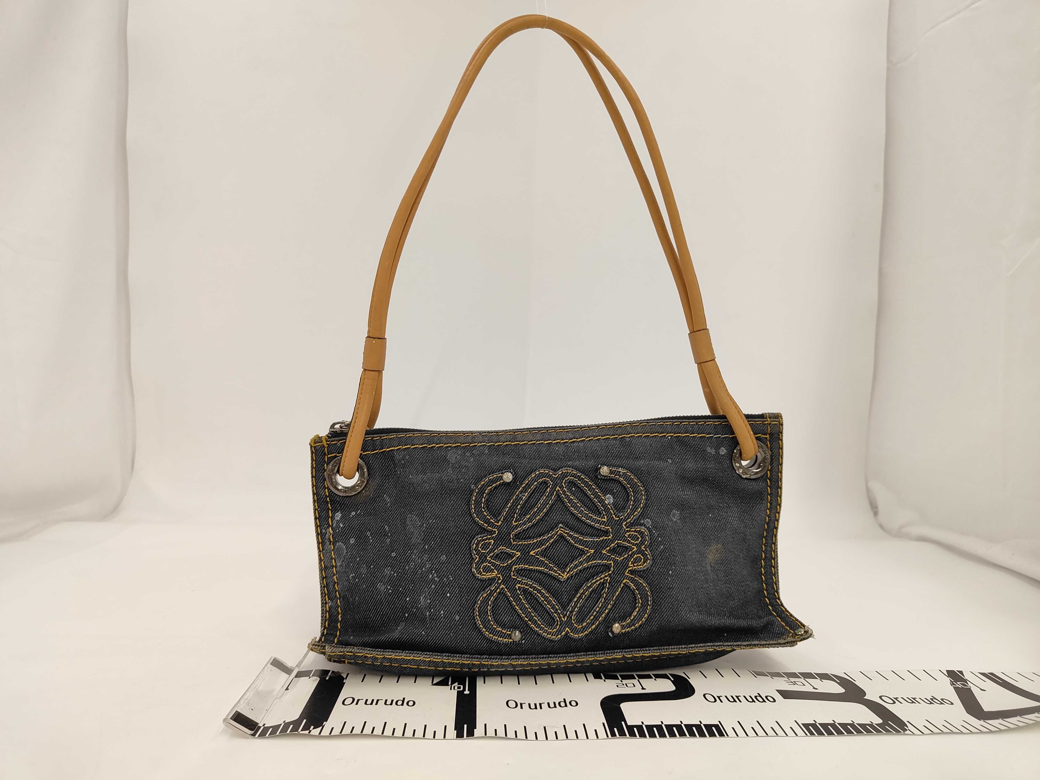 Anagram Denim Shopper One-Shoulder Bag — view 2