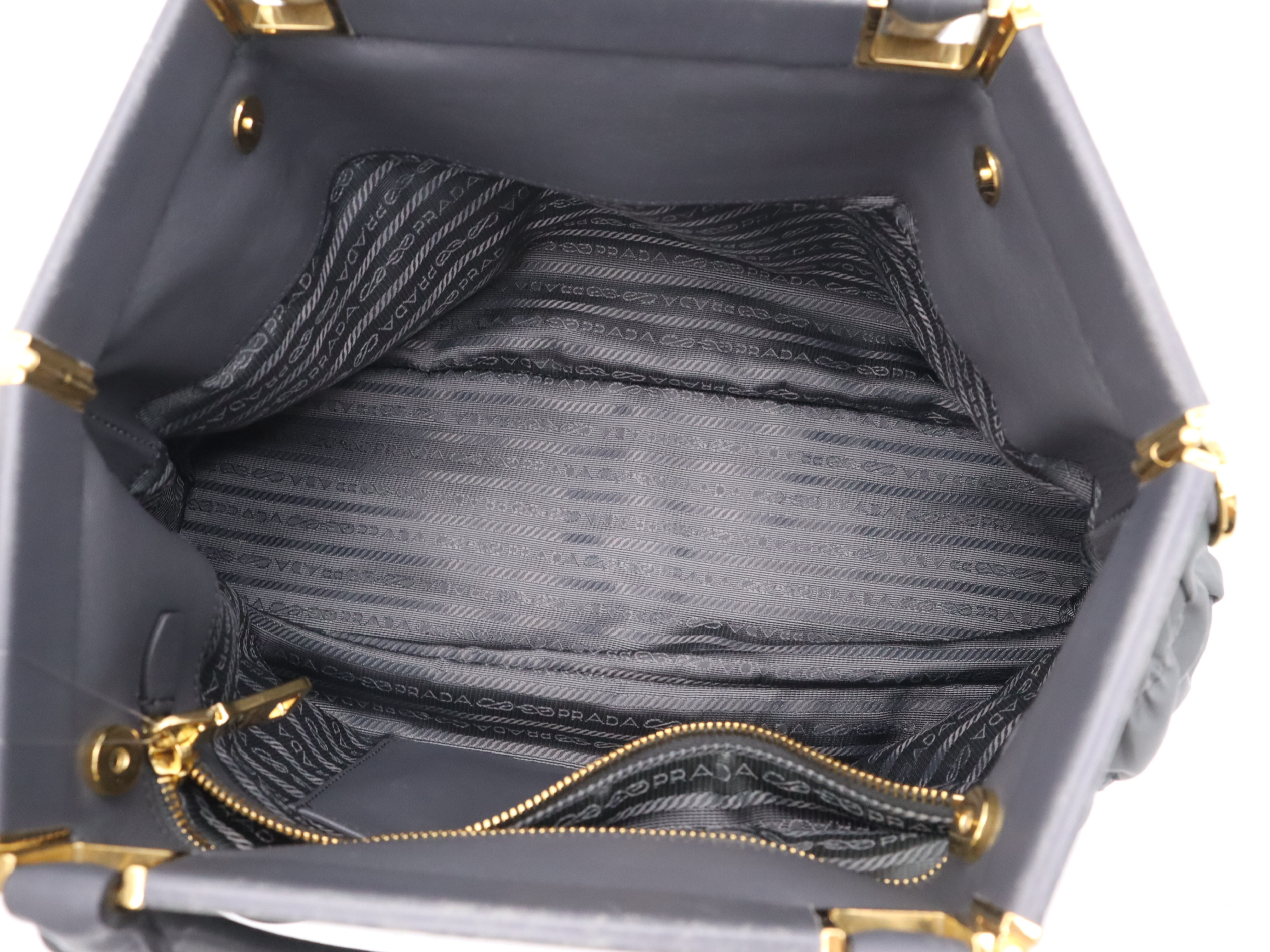 B2803Z Tessuto 2-way Handbag, Gray, Gold Hardware, Shoulder Strap, Card Holder. — view 11