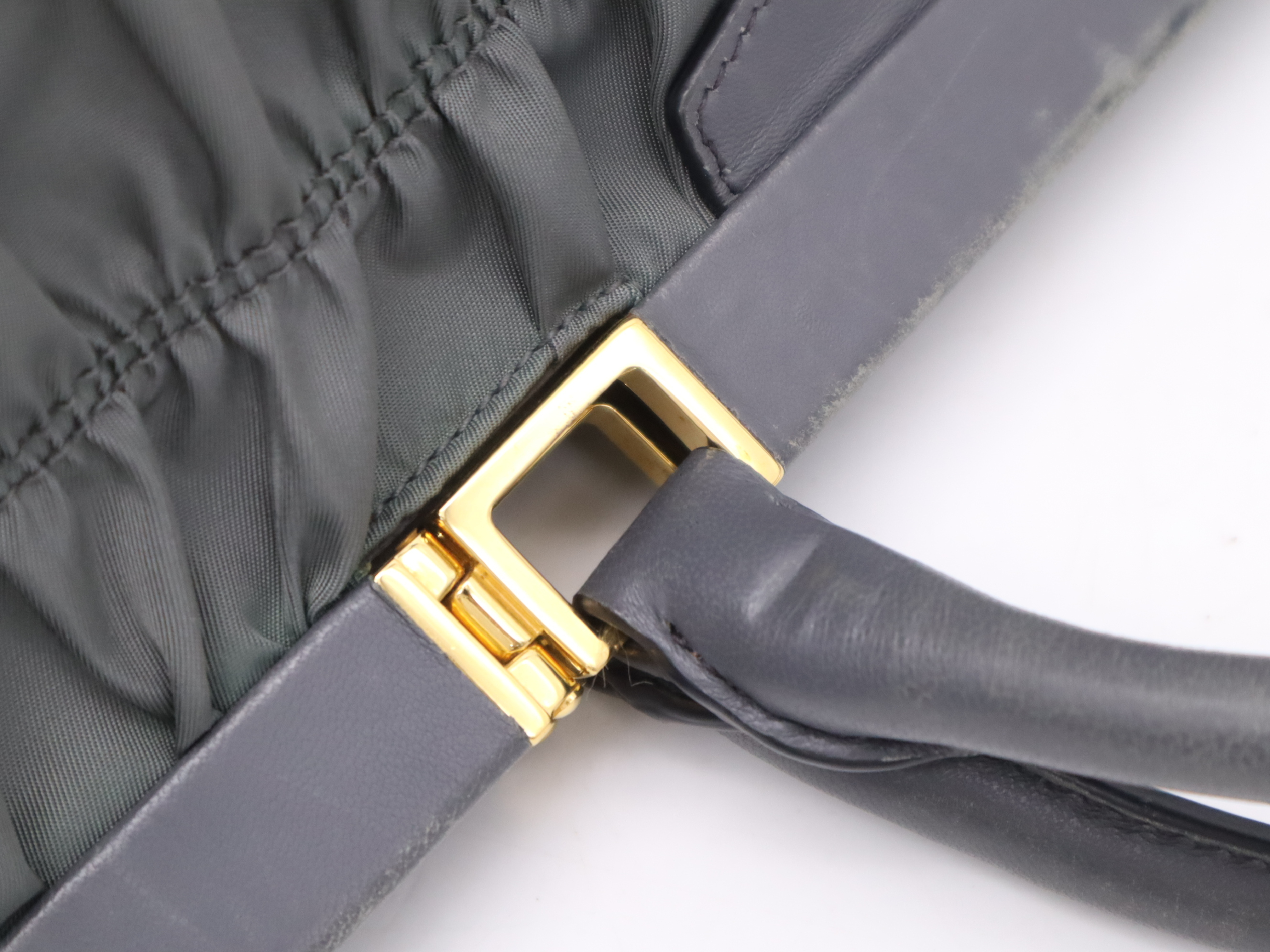 B2803Z Tessuto 2-way Handbag, Gray, Gold Hardware, Shoulder Strap, Card Holder. — view 7