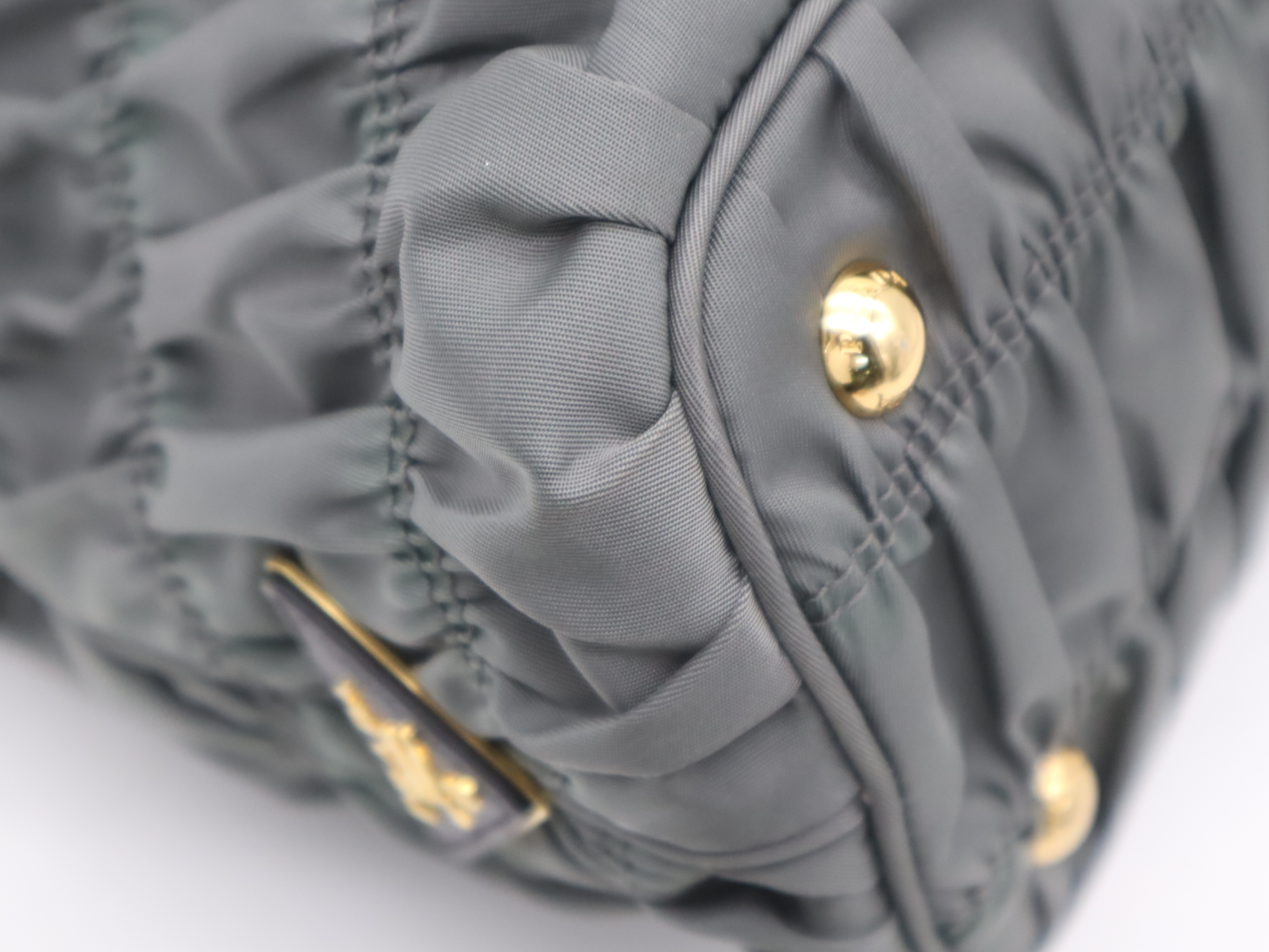 B2803Z Tessuto 2-way Handbag, Gray, Gold Hardware, Shoulder Strap, Card Holder. — view 10