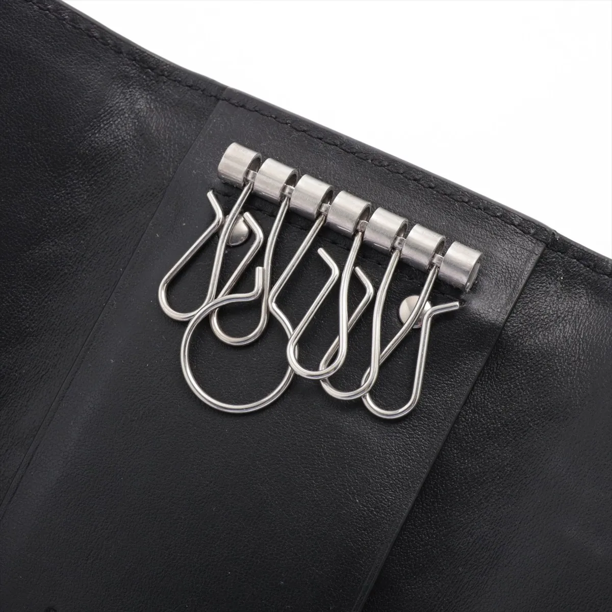 Intrecciato Leather Key Case Black — view 5