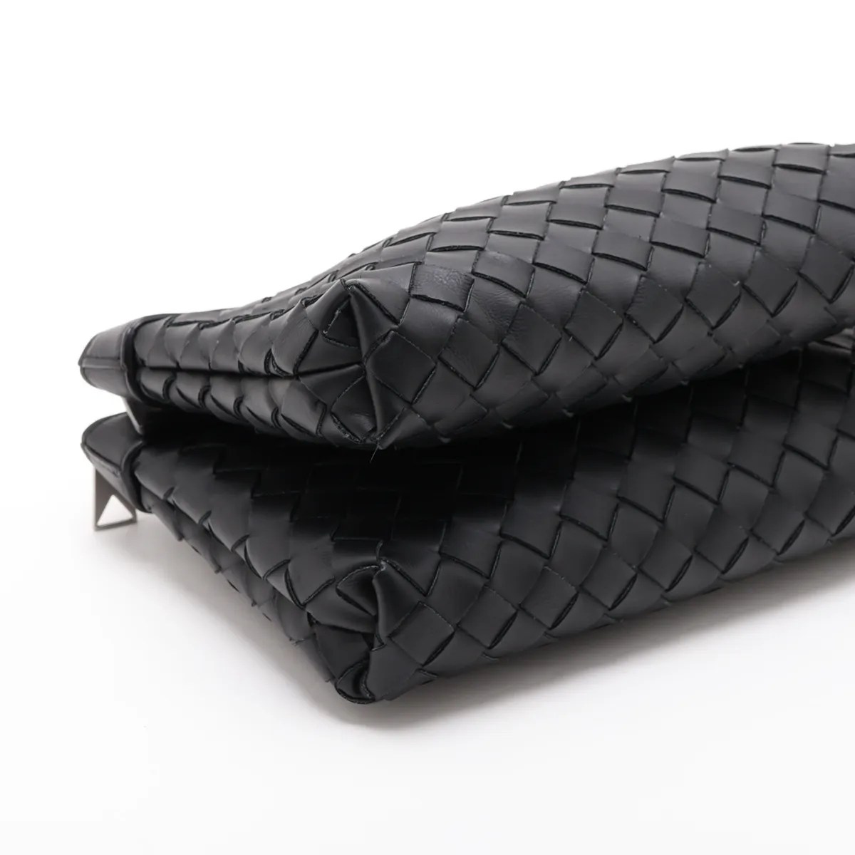 Intrecciato Duo Leather Shoulder Bag, Black — view 4