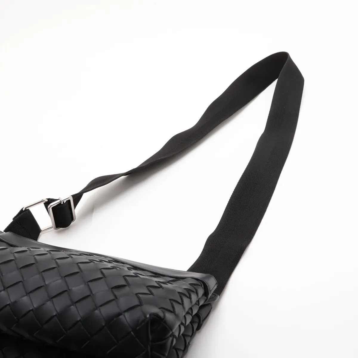 Intrecciato Duo Leather Shoulder Bag, Black — view 5