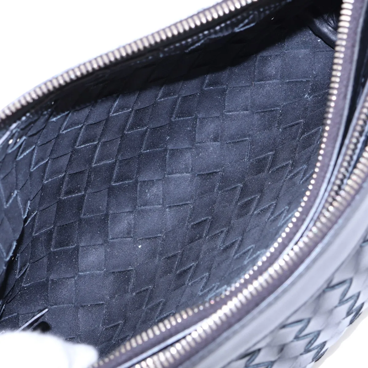 Intrecciato Duo Leather Shoulder Bag, Black — view 7