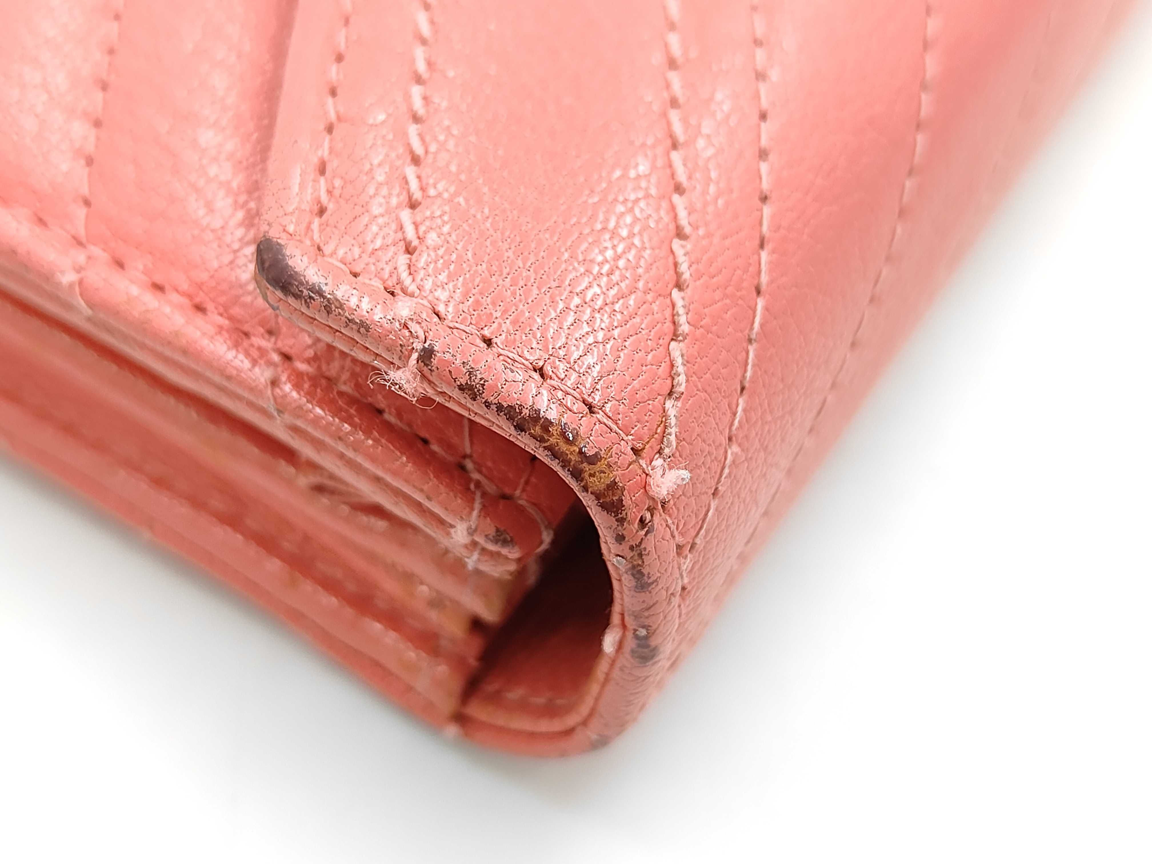 V-stitch flap wallet, Chevron pattern, No. 27, Pink. — view 9