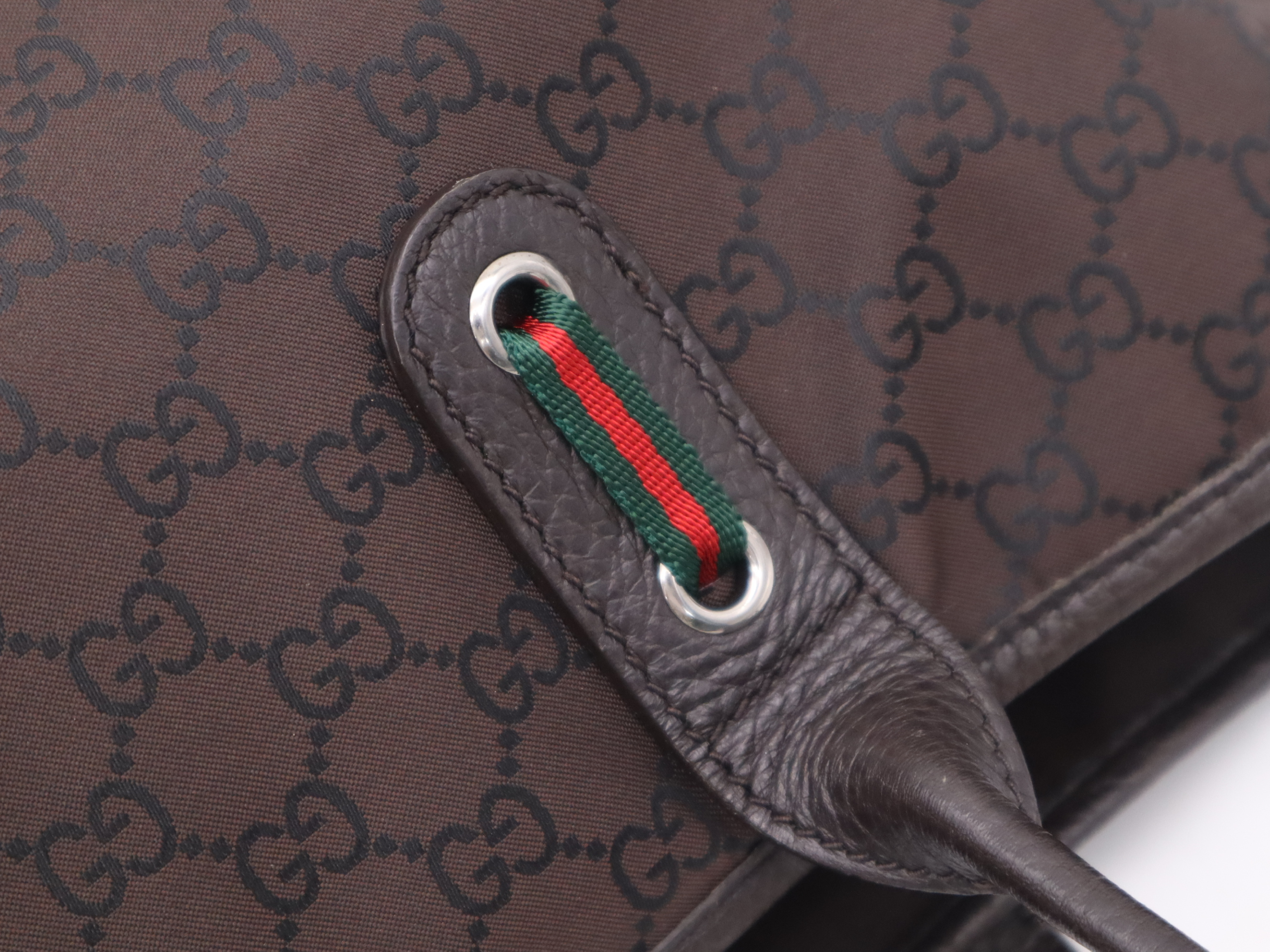 293592 GG Nylon Brown Tote Bag — view 8