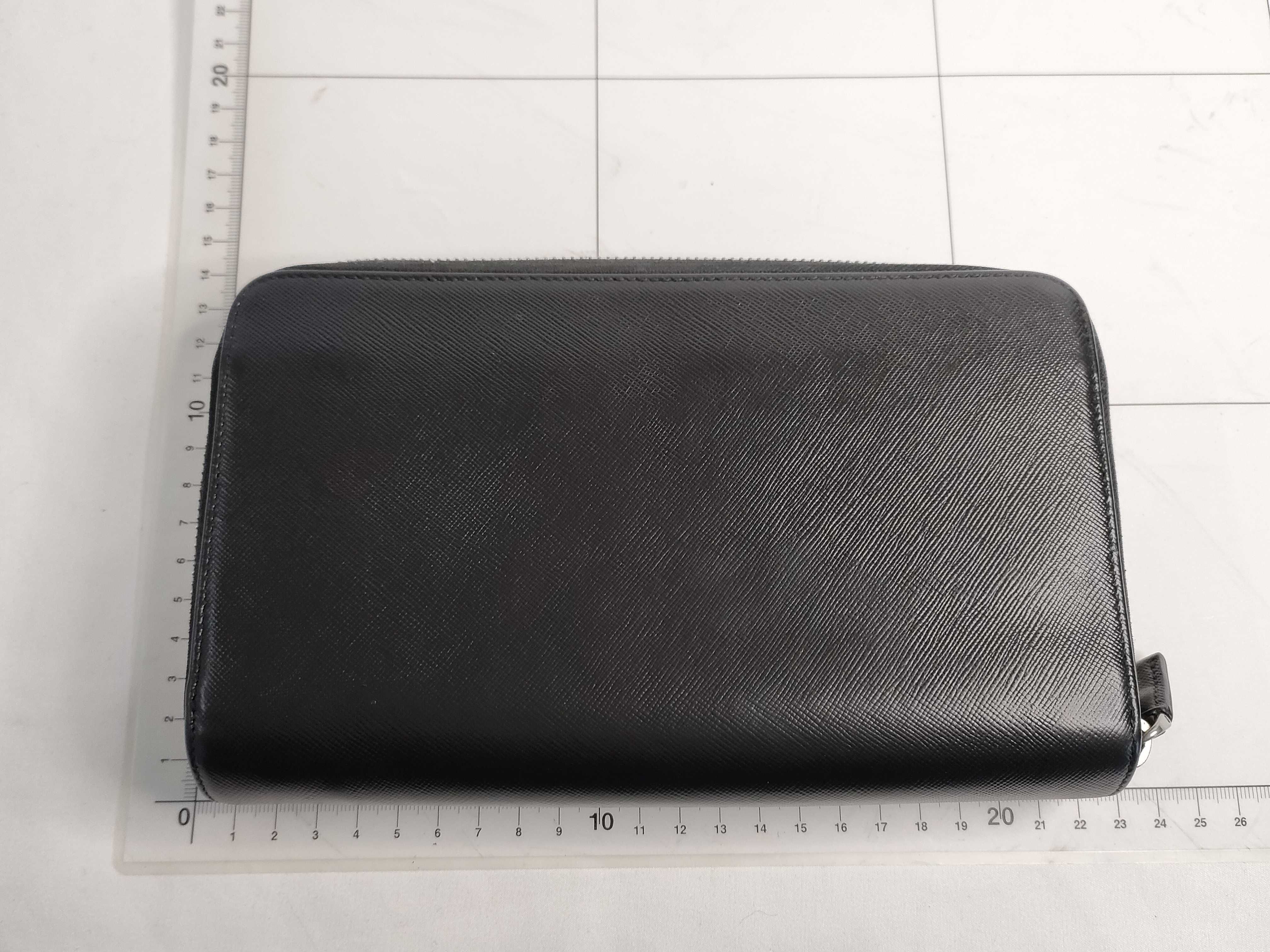 Saffiano Leather Double Zip Organizer Long Wallet Black Serial Number Wallet — view 2
