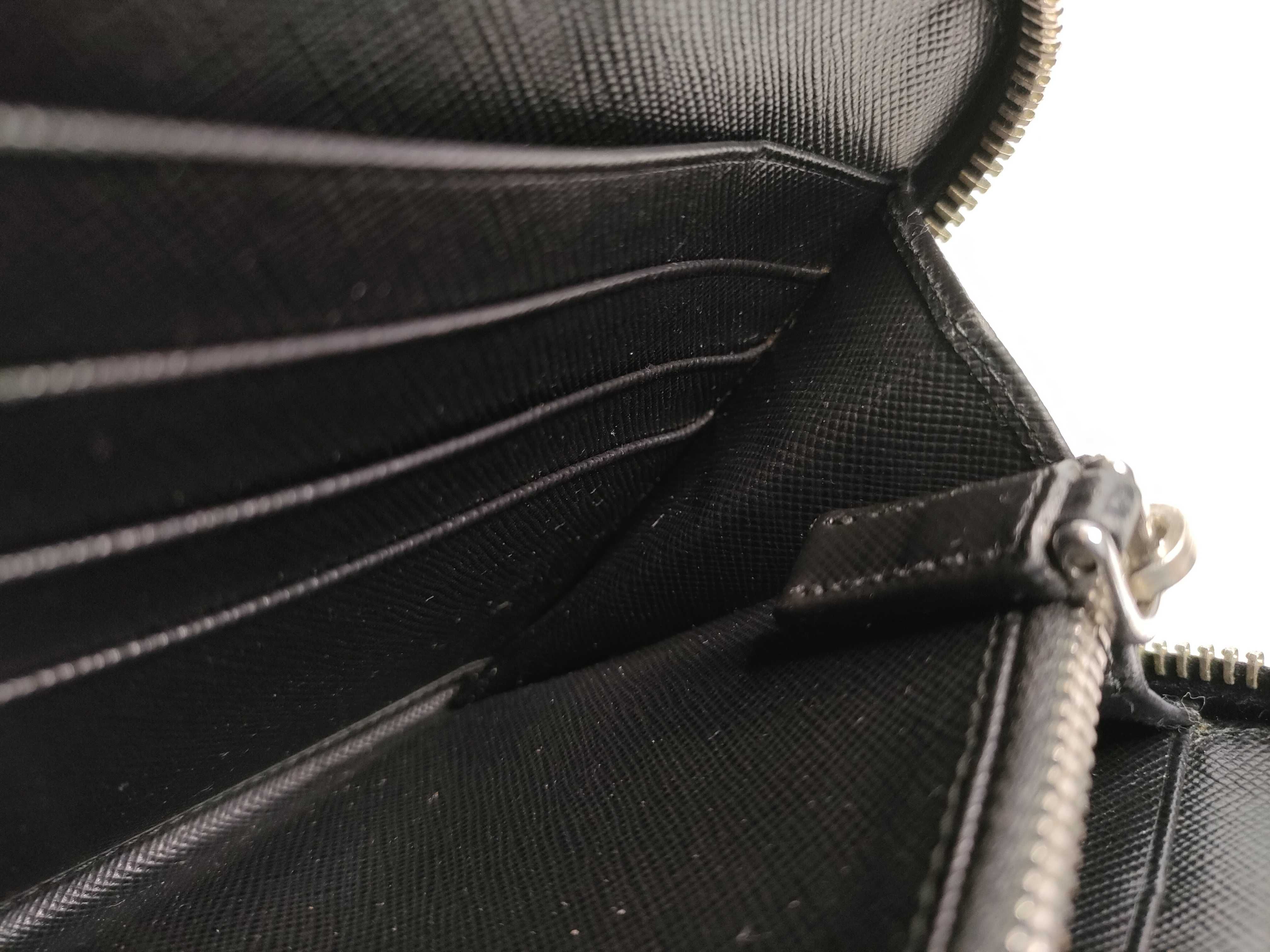 Saffiano Leather Double Zip Organizer Long Wallet Black Serial Number Wallet — view 11