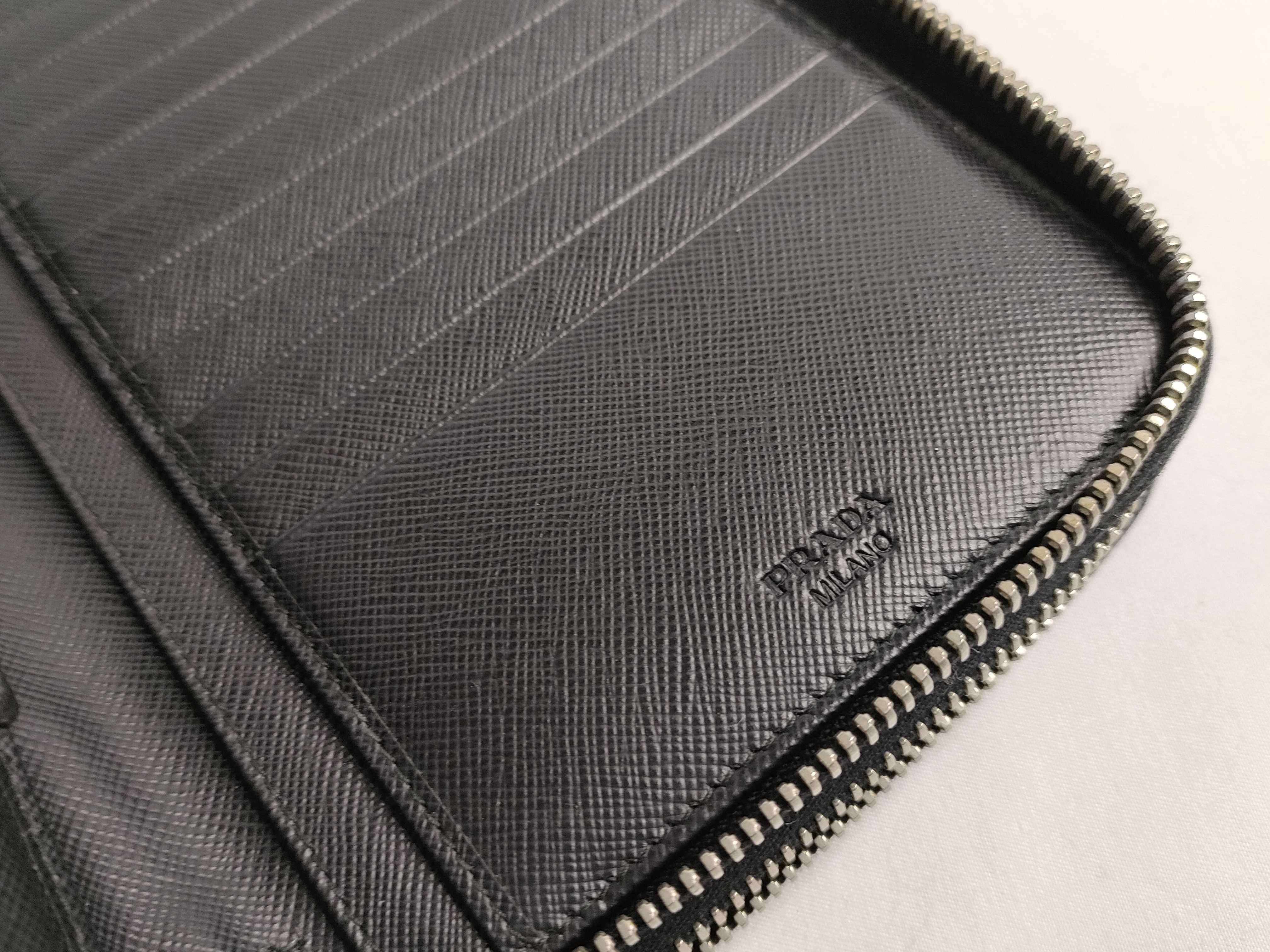 Saffiano Leather Double Zip Organizer Long Wallet Black Serial Number Wallet — view 14