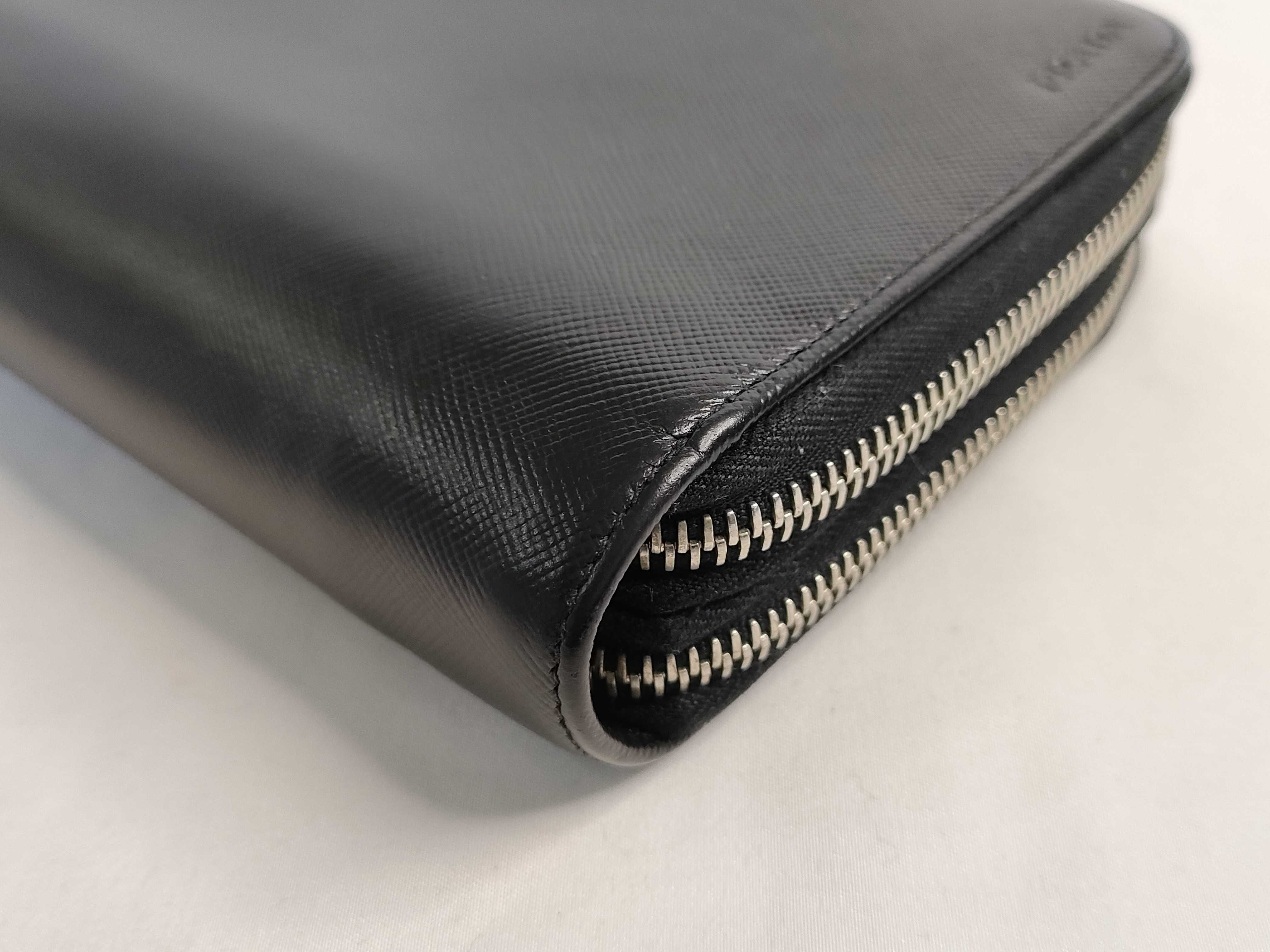 Saffiano Leather Double Zip Organizer Long Wallet Black Serial Number Wallet — view 3