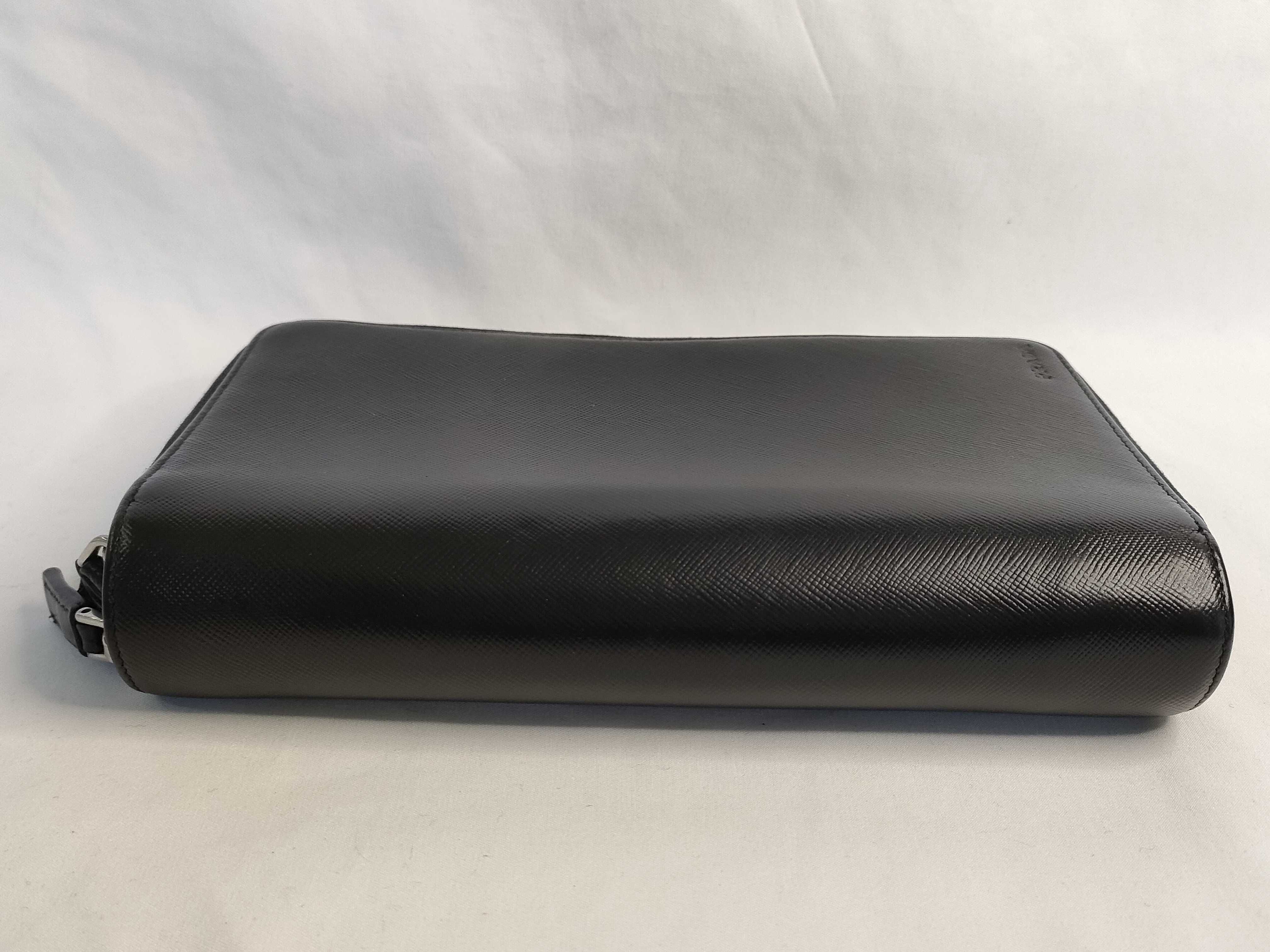 Saffiano Leather Double Zip Organizer Long Wallet Black Serial Number Wallet — view 4
