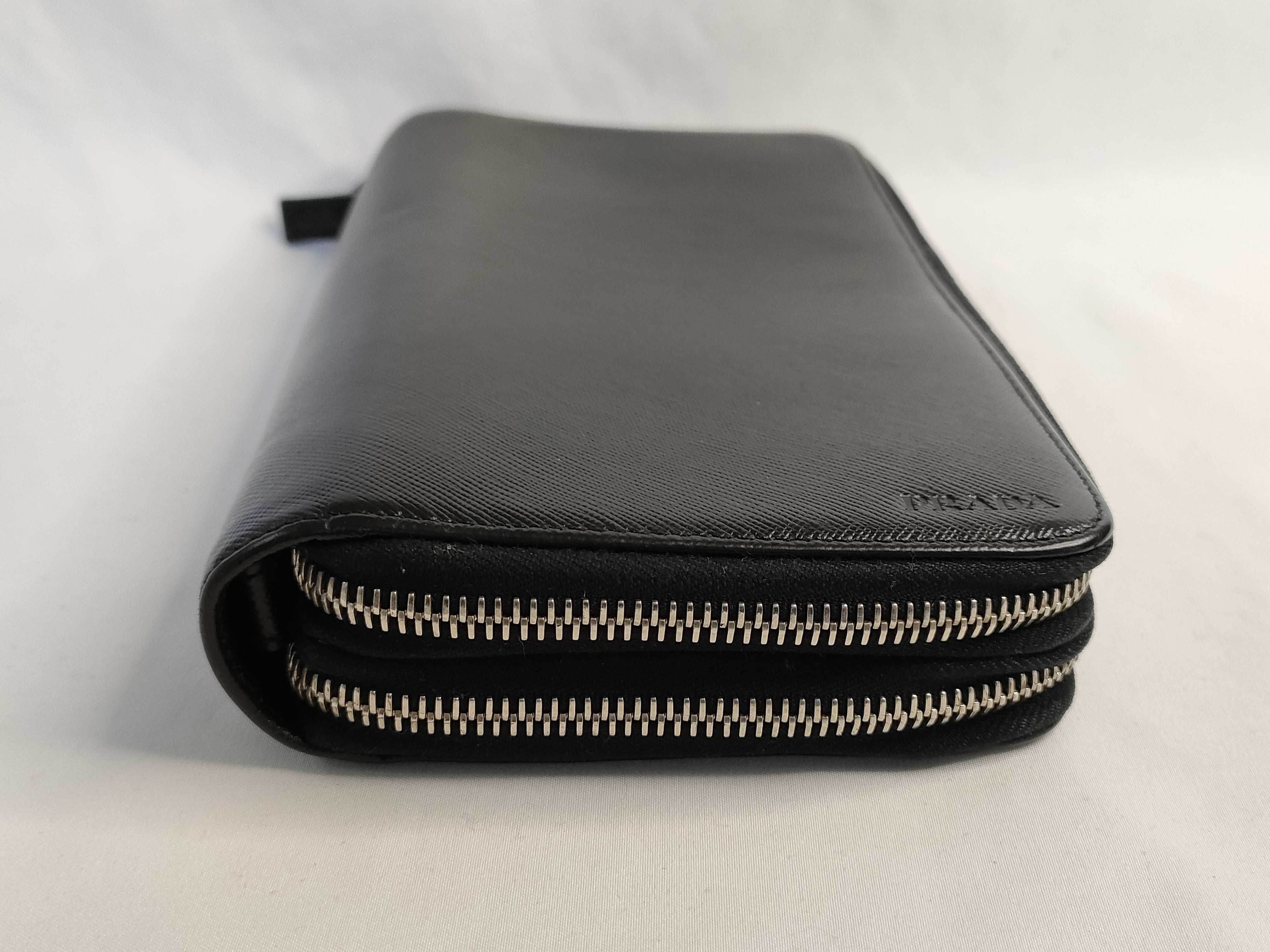Saffiano Leather Double Zip Organizer Long Wallet Black Serial Number Wallet — view 5