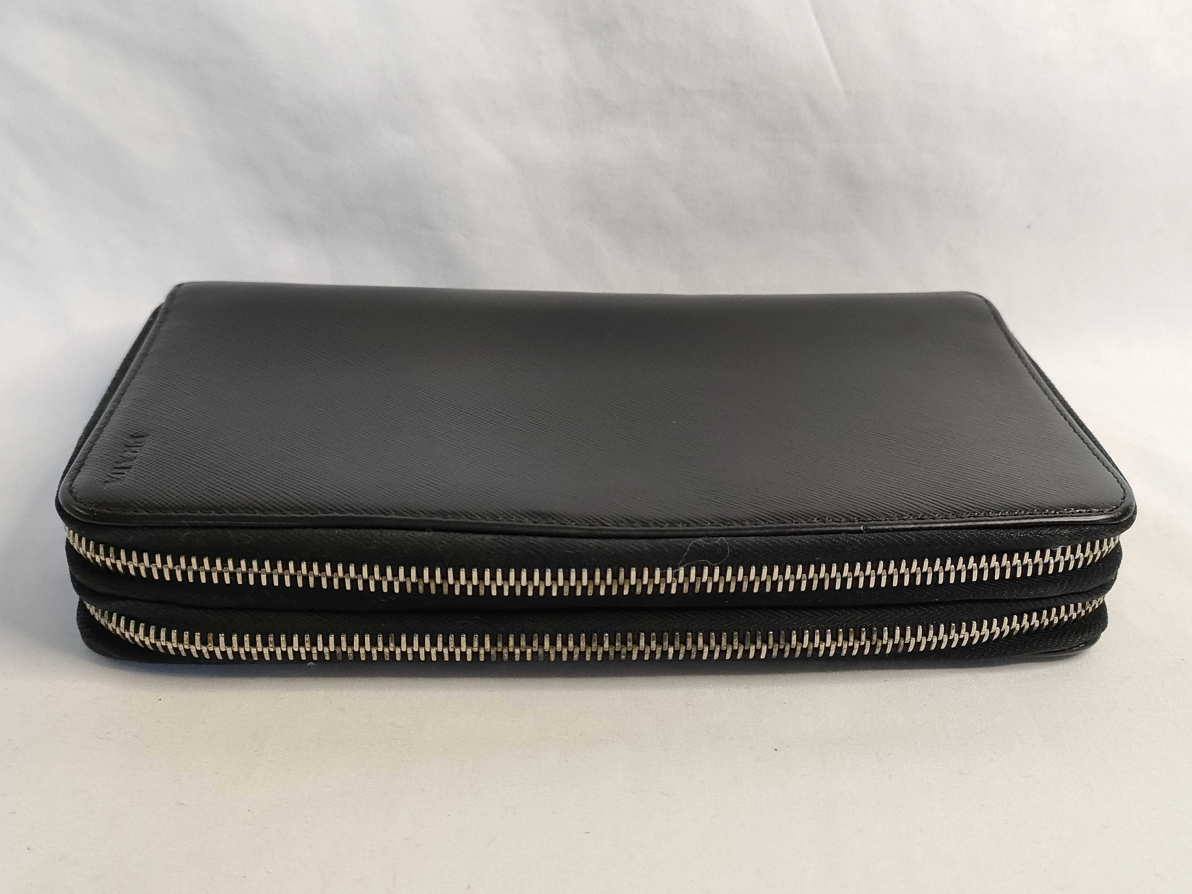 Saffiano Leather Double Zip Organizer Long Wallet Black Serial Number Wallet — view 6