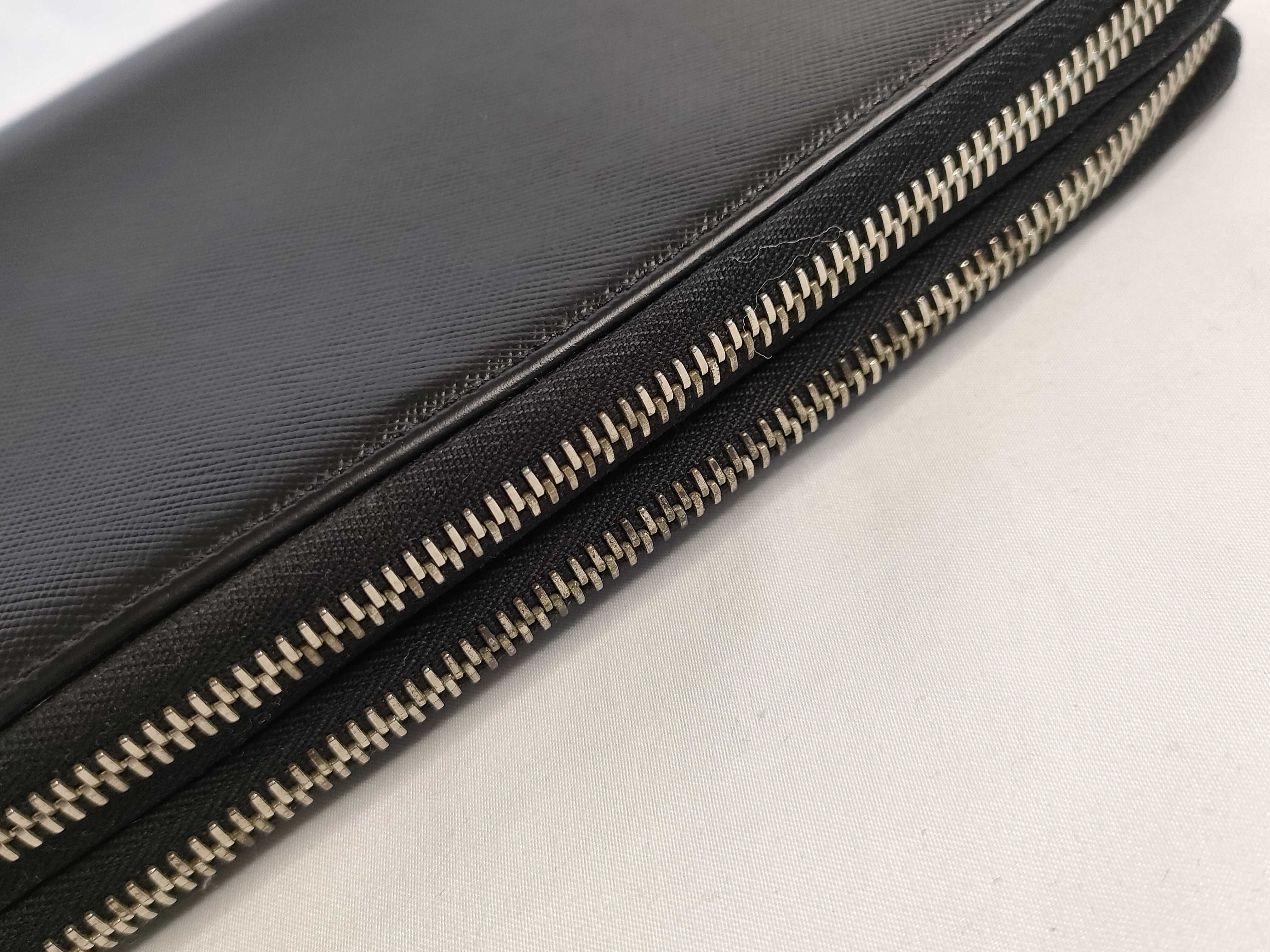 Saffiano Leather Double Zip Organizer Long Wallet Black Serial Number Wallet — view 8