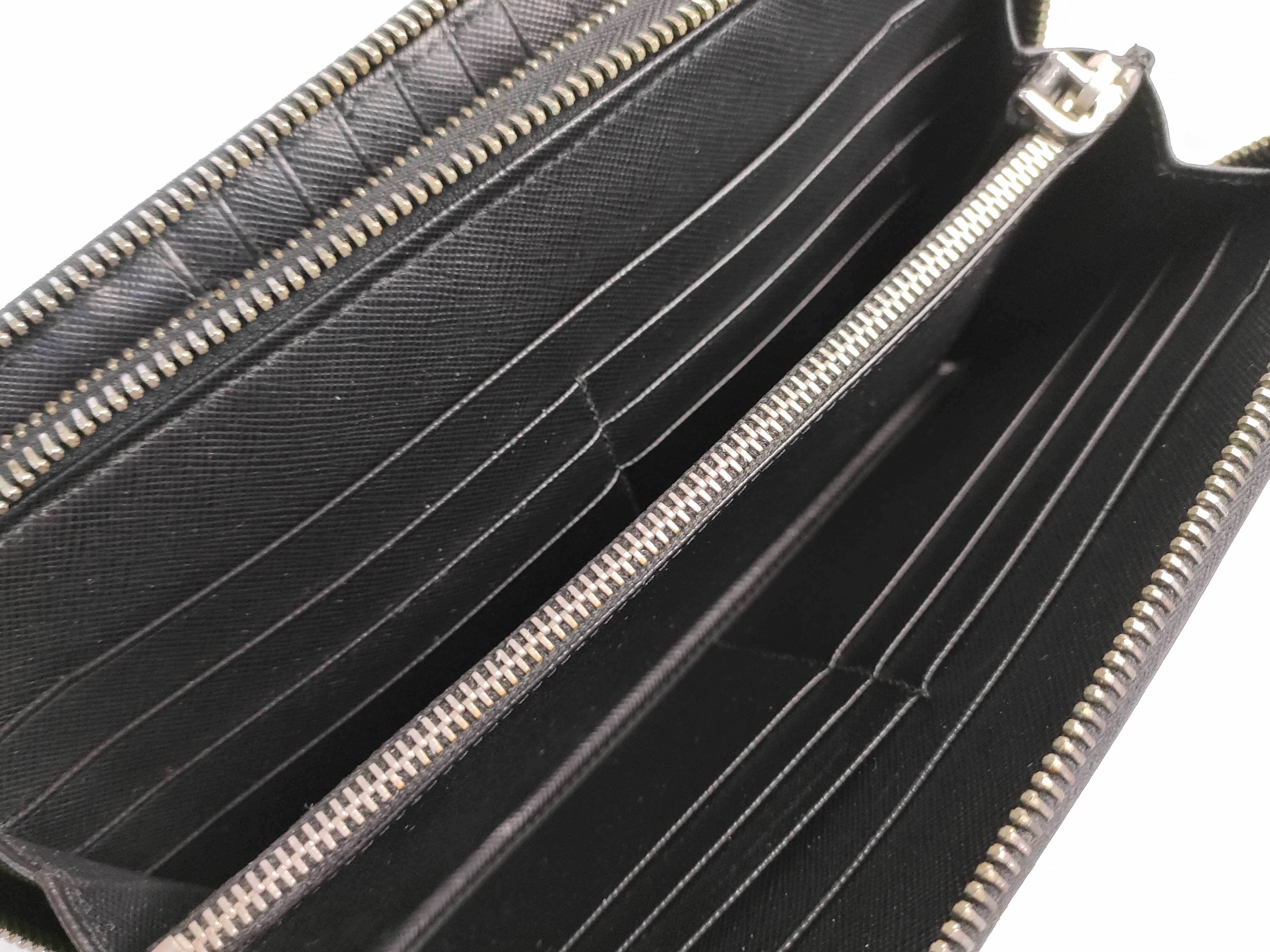 Saffiano Leather Double Zip Organizer Long Wallet Black Serial Number Wallet — view 10