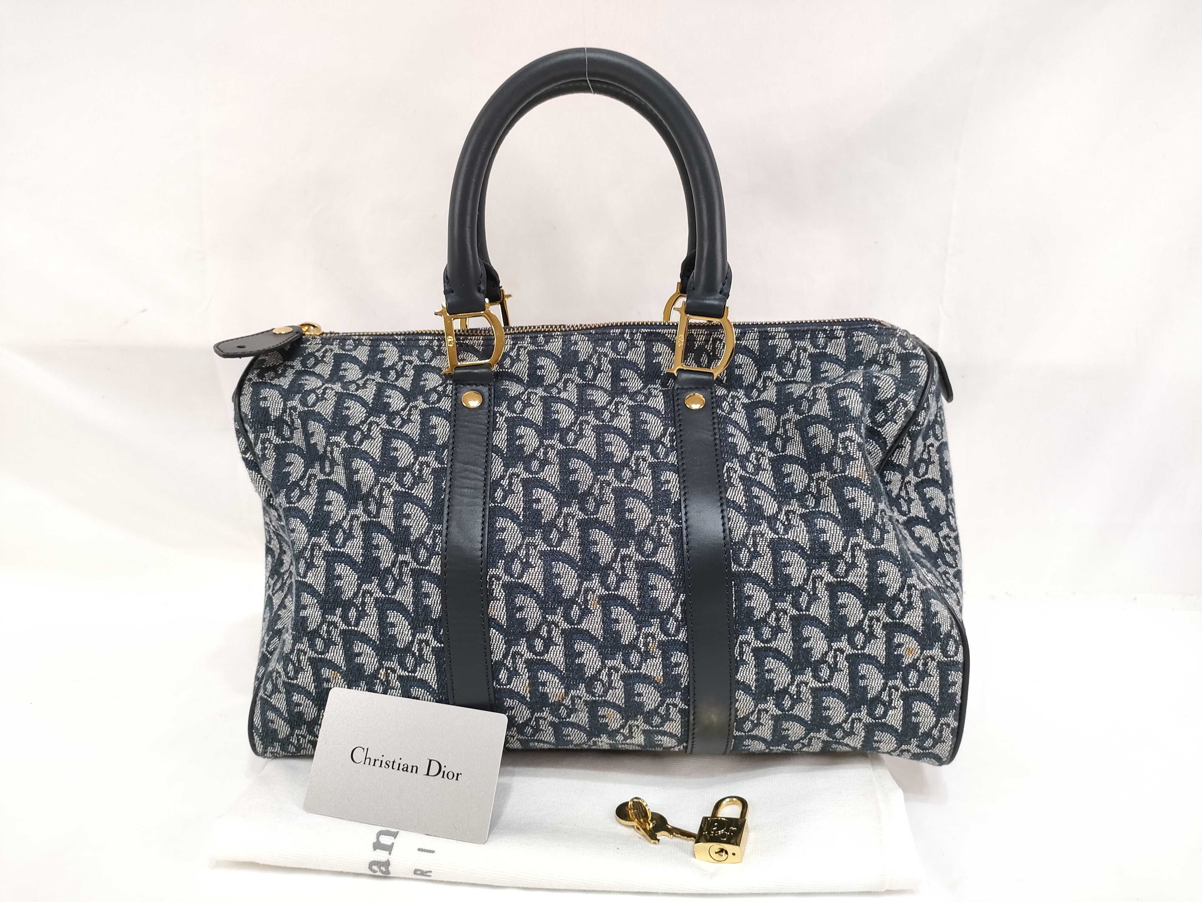 Trotter Canvas x Leather Boston Bag with Gold Hardware