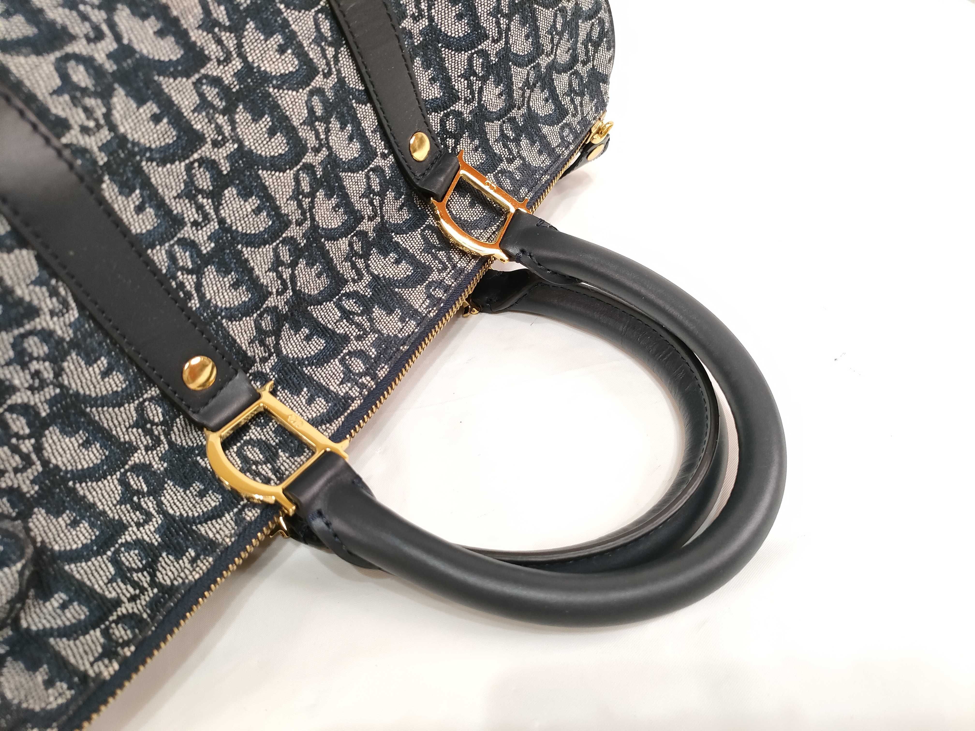 Trotter Canvas x Leather Boston Bag with Gold Hardware — view 3