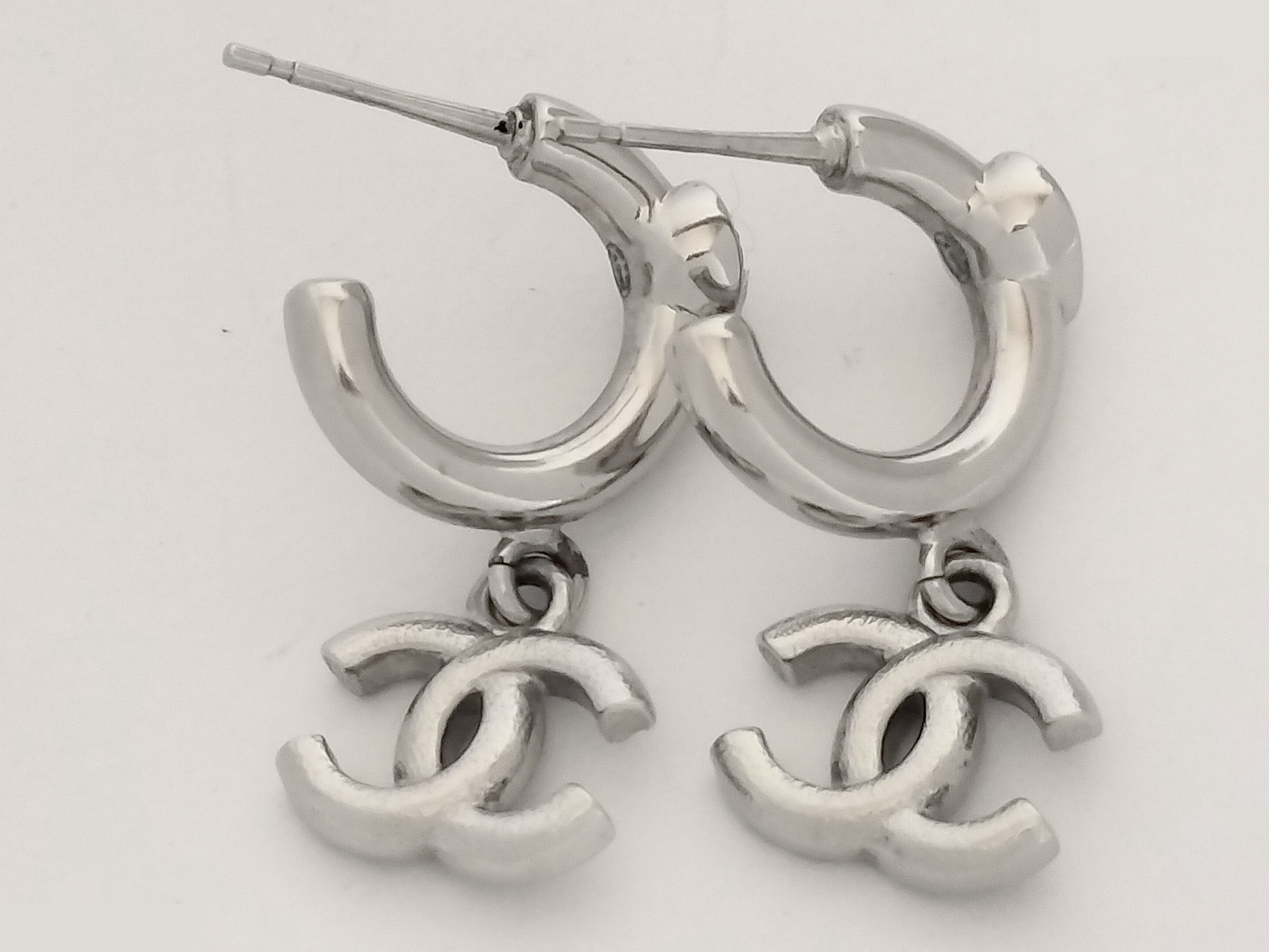 Coco Heart Rhinestone Silver Earrings — view 5