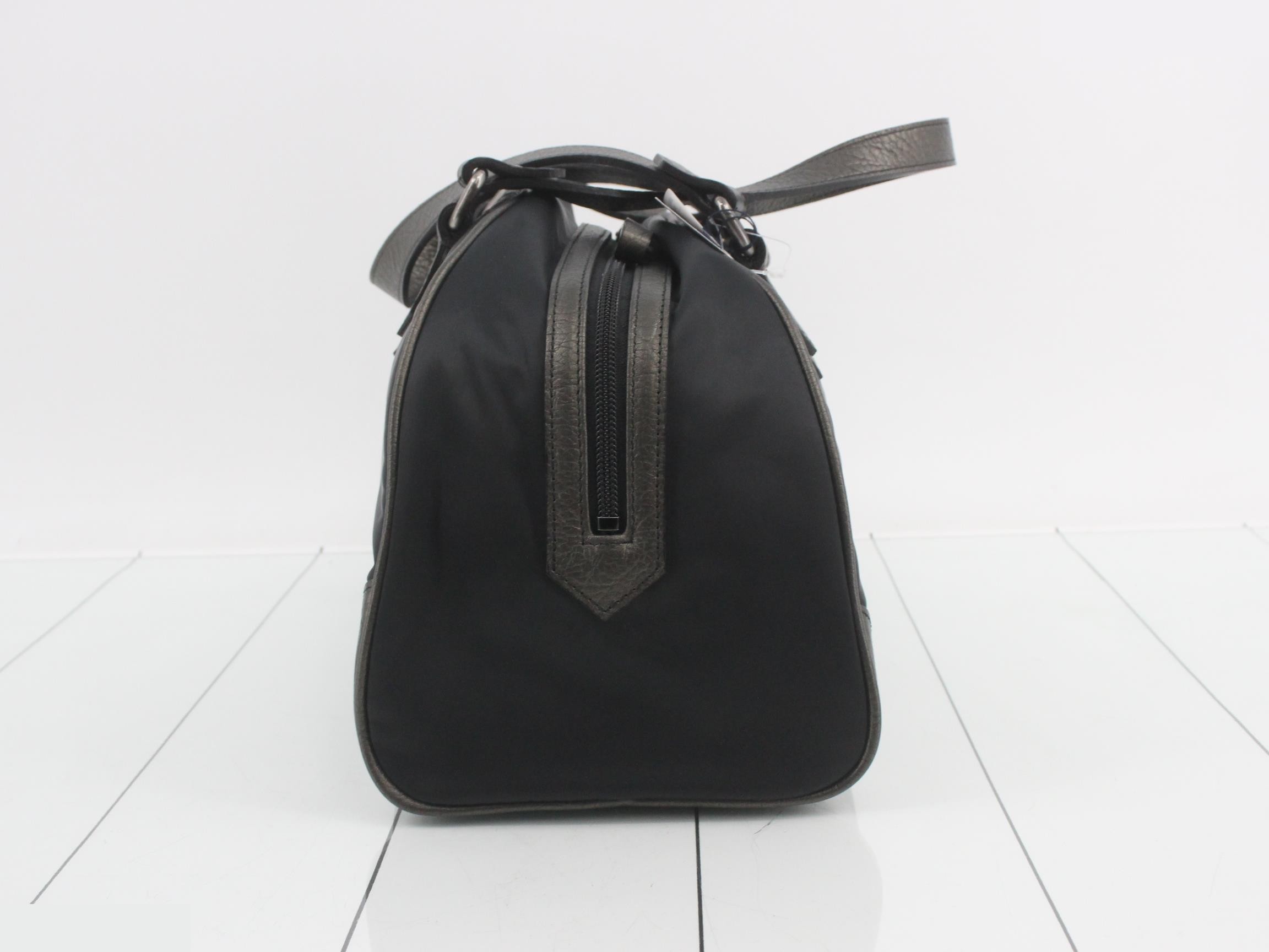 Nylon Leather Logo Plate Bowling Bag - Black — view 4