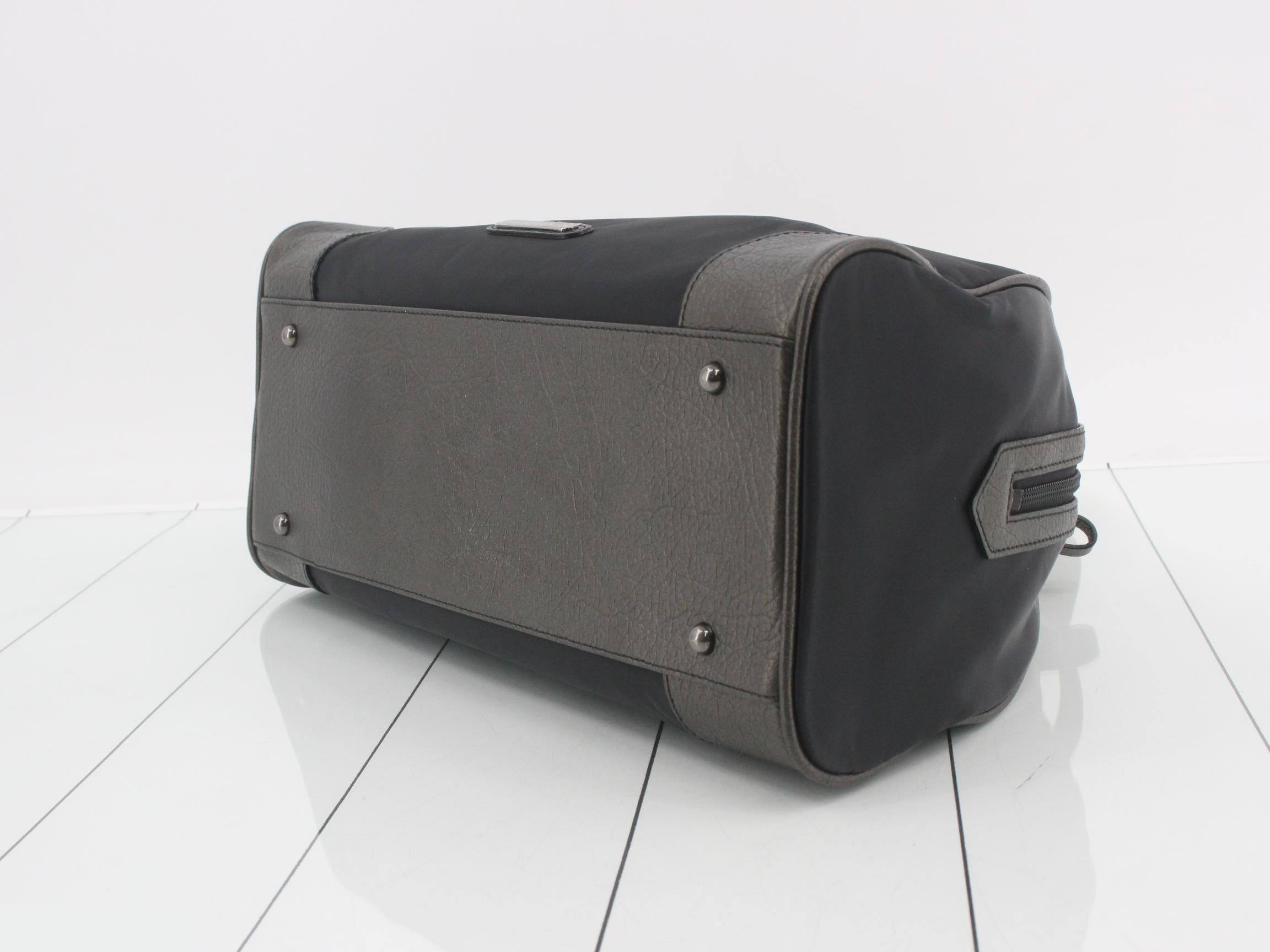 Nylon Leather Logo Plate Bowling Bag - Black — view 6