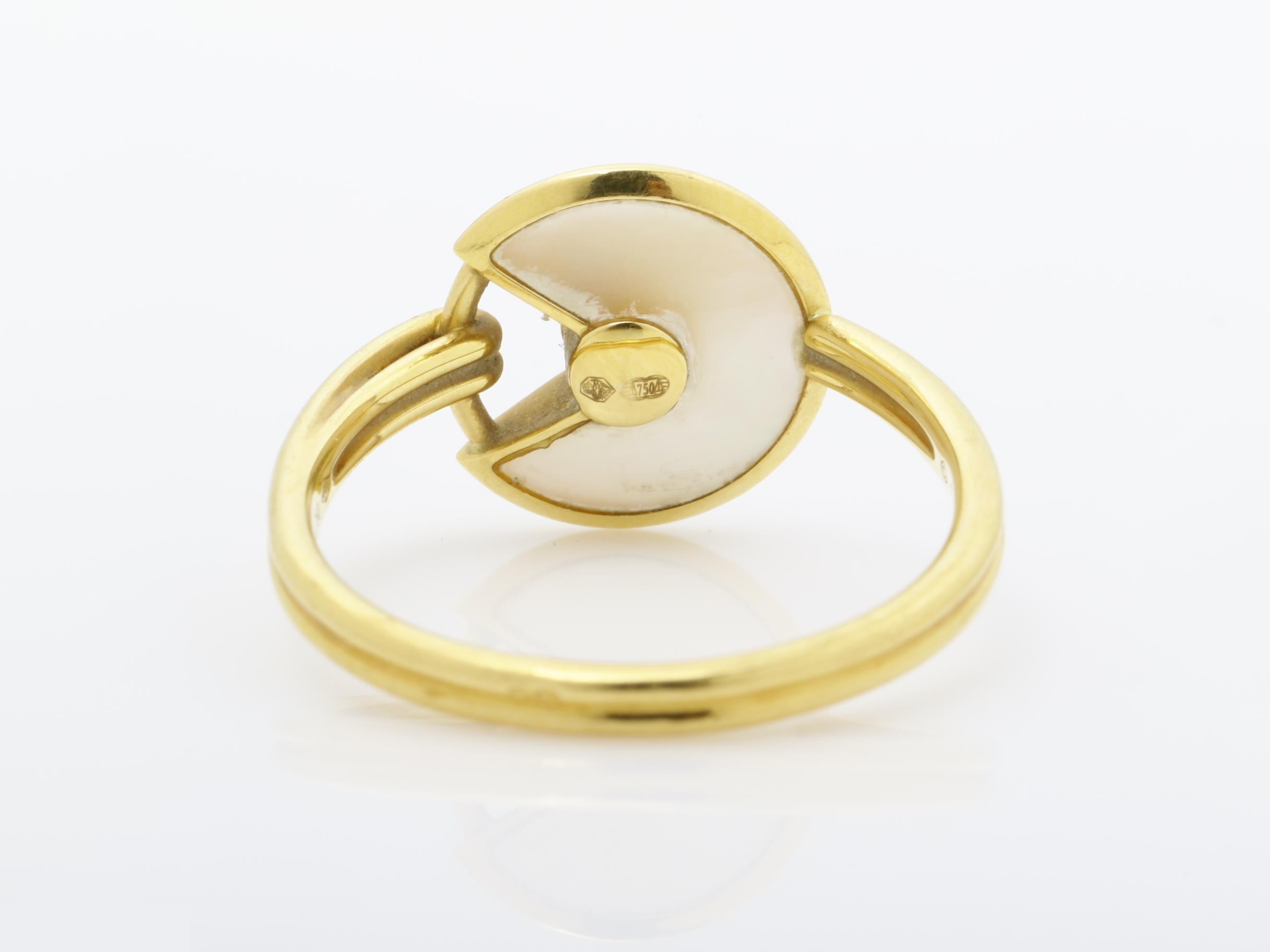 Ring, 750YG, shell, diamond, 3.3g, #56 stamped. — view 4
