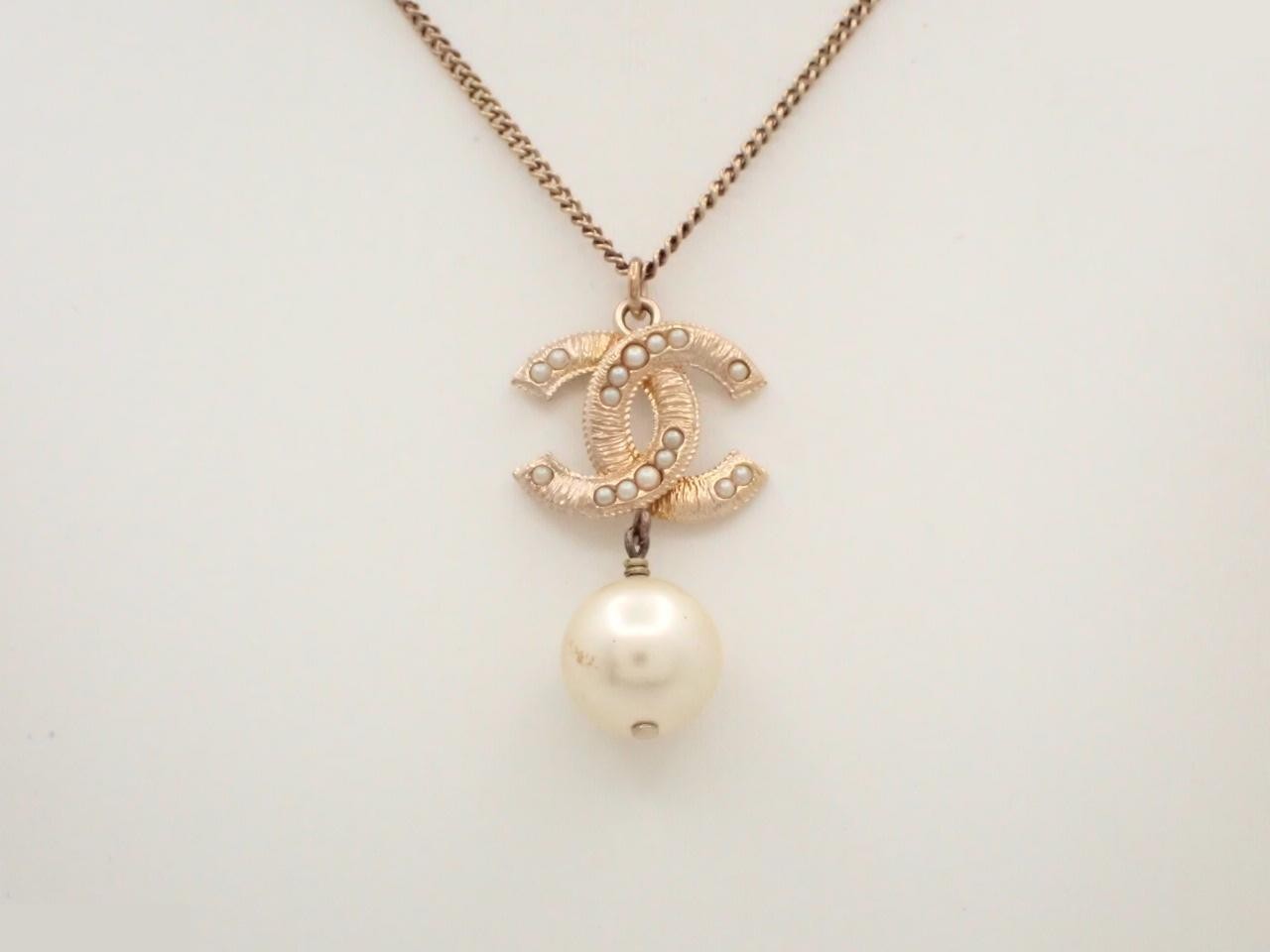 Necklace B17V Coco Mark Pearl Gold Chain
