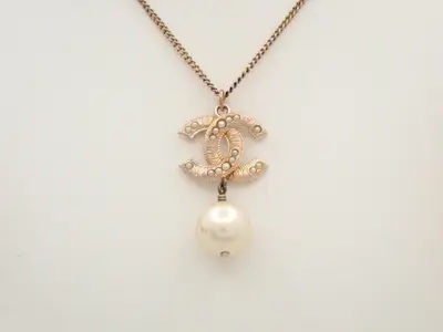 Necklace B17V Coco Mark Pearl Gold Chain