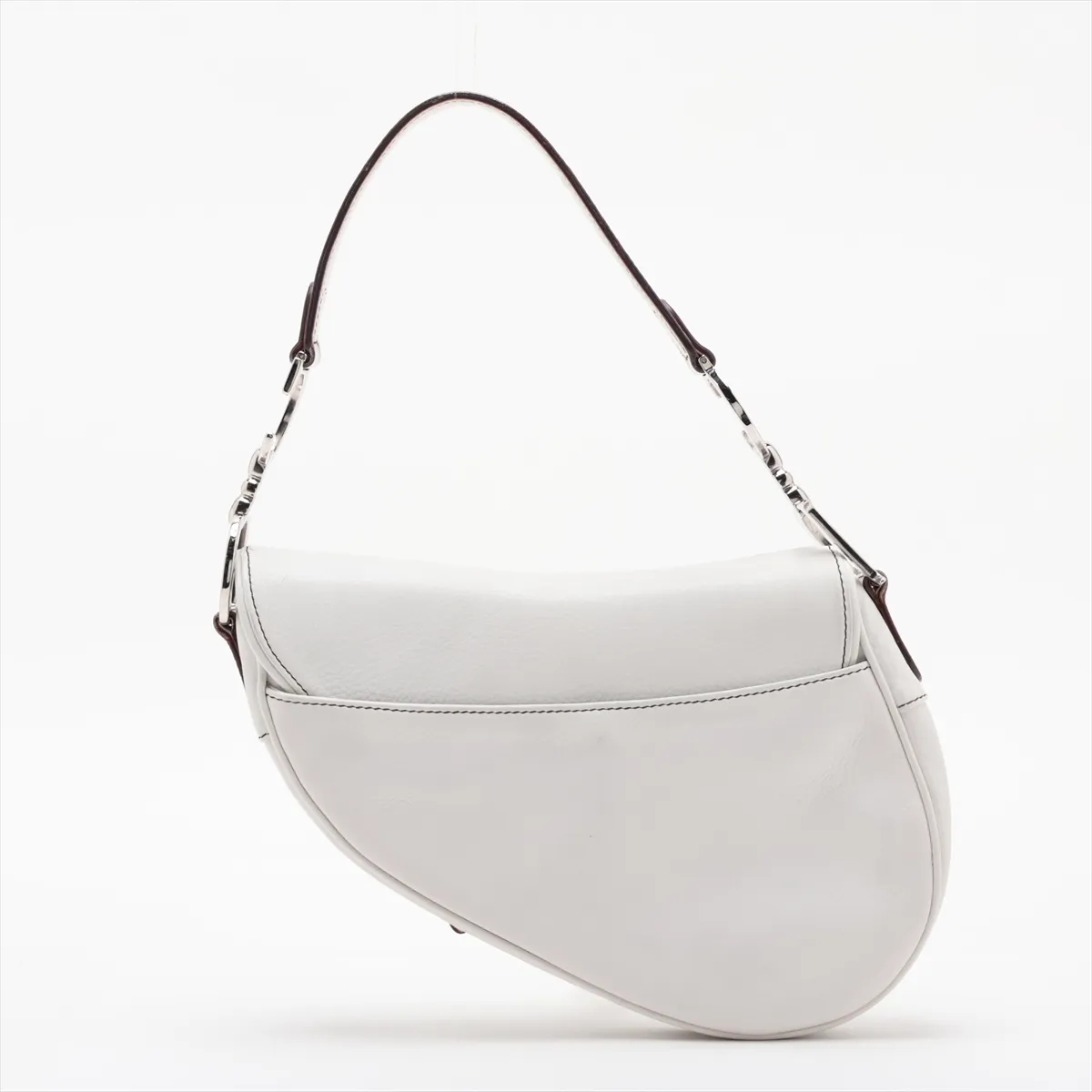 Saddle Bag Leather Shoulder Bag White — view 2