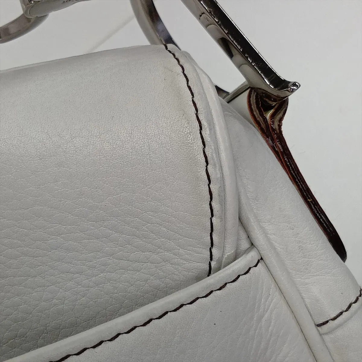 Saddle Bag Leather Shoulder Bag White — view 14