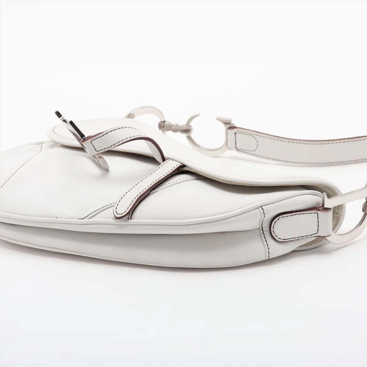 Saddle Bag Leather Shoulder Bag White — view 3