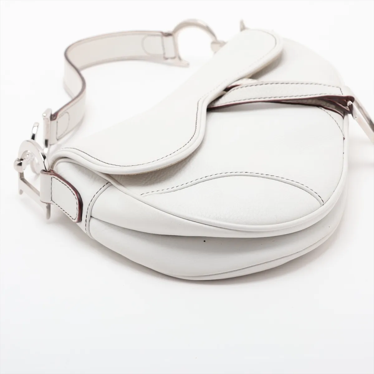 Saddle Bag Leather Shoulder Bag White — view 4
