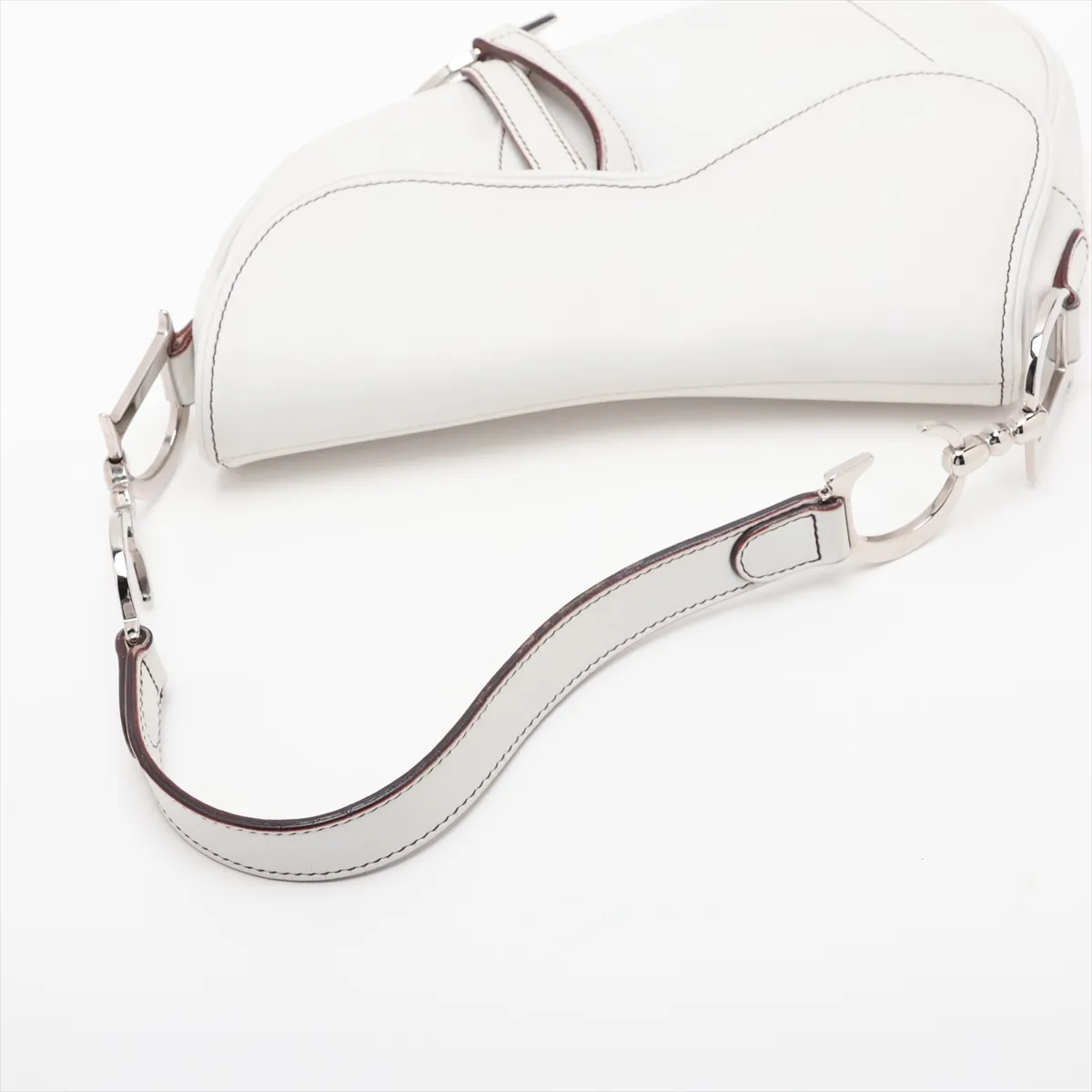 Saddle Bag Leather Shoulder Bag White — view 5