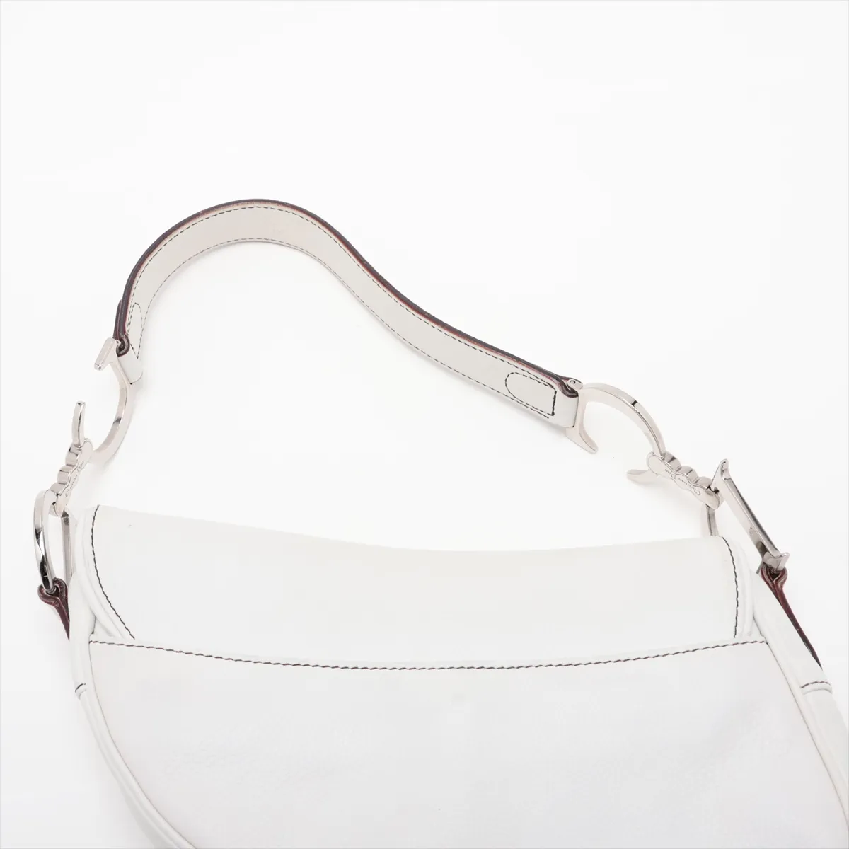 Saddle Bag Leather Shoulder Bag White — view 6